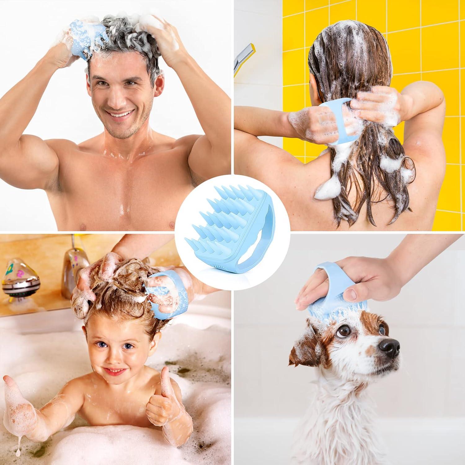 Masajeador de cuero cabelludo Bsisme azul con cerdas suaves