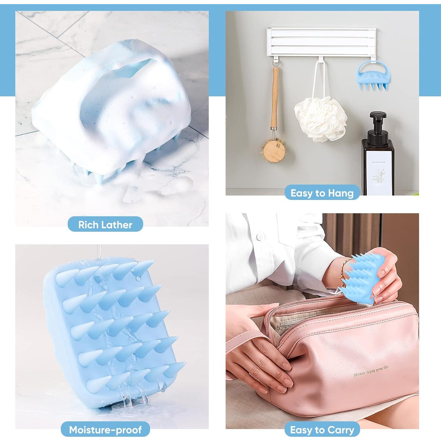 Masajeador de cuero cabelludo Bsisme azul con cerdas suaves