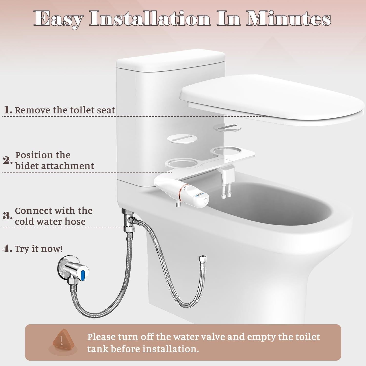 Accesorio de Bidet Soosi Oro Rosa Doble Boquilla Autolimpiante