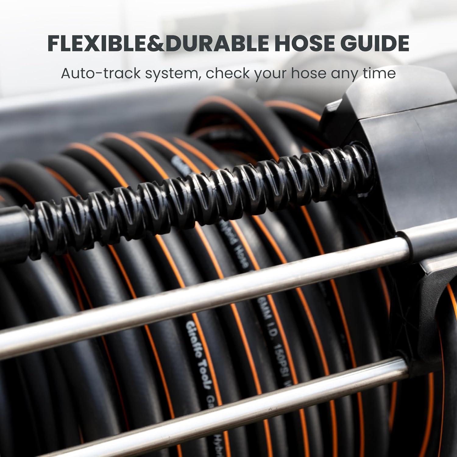 Carrete de Manguera de Jardín Giraffe Tools Acero Inoxidable 150 pies