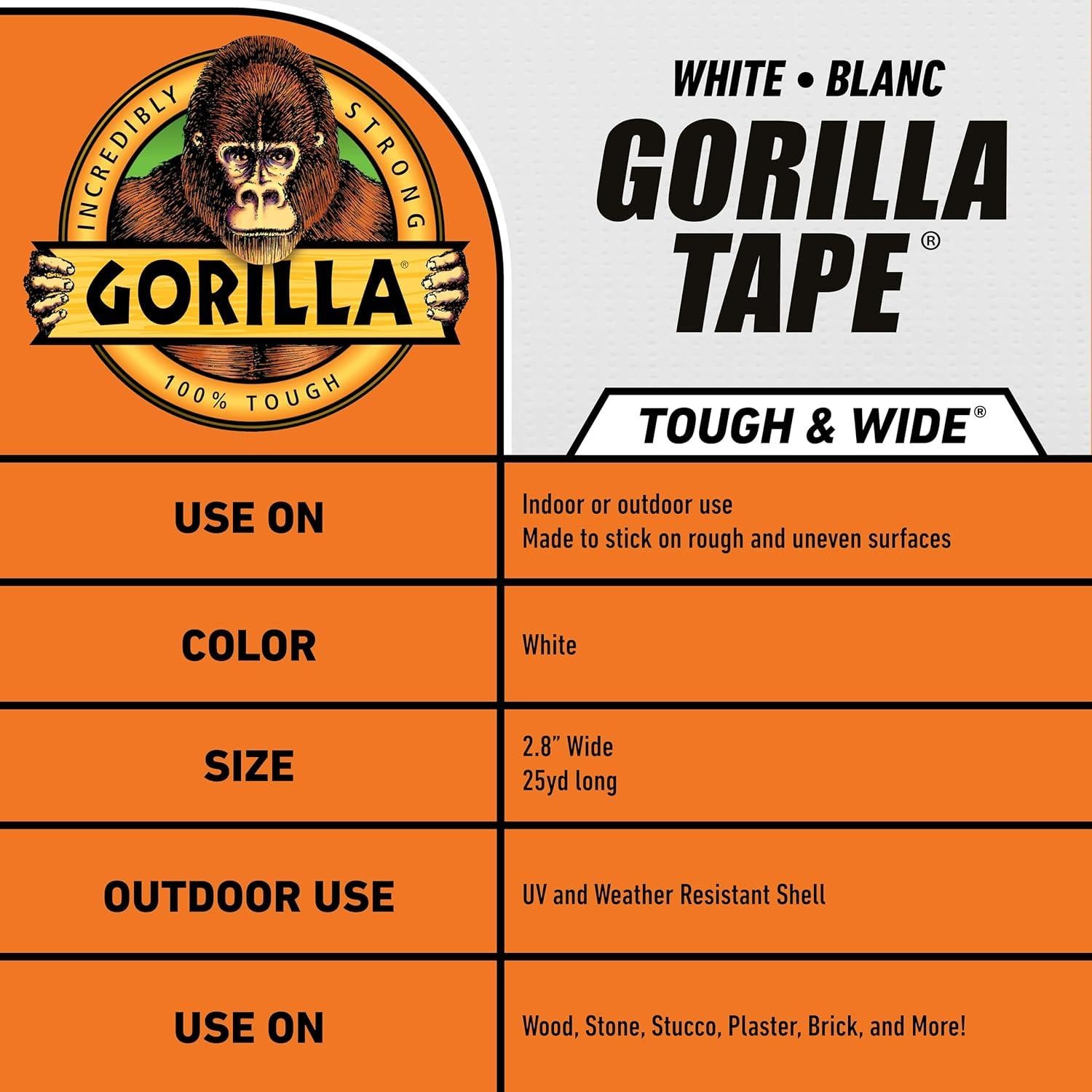 Cinta Gorilla Resistente 7.3 cm x 22.86 m para Interior y Exterior