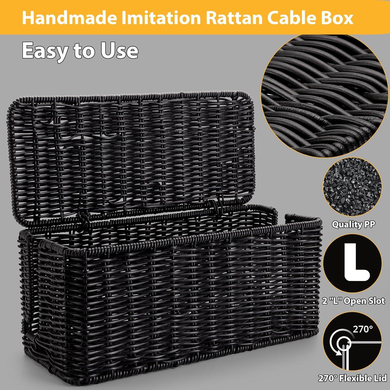 Caja Organizadora de Cables ZhiYo Negra 31.8x13.2x14 cm