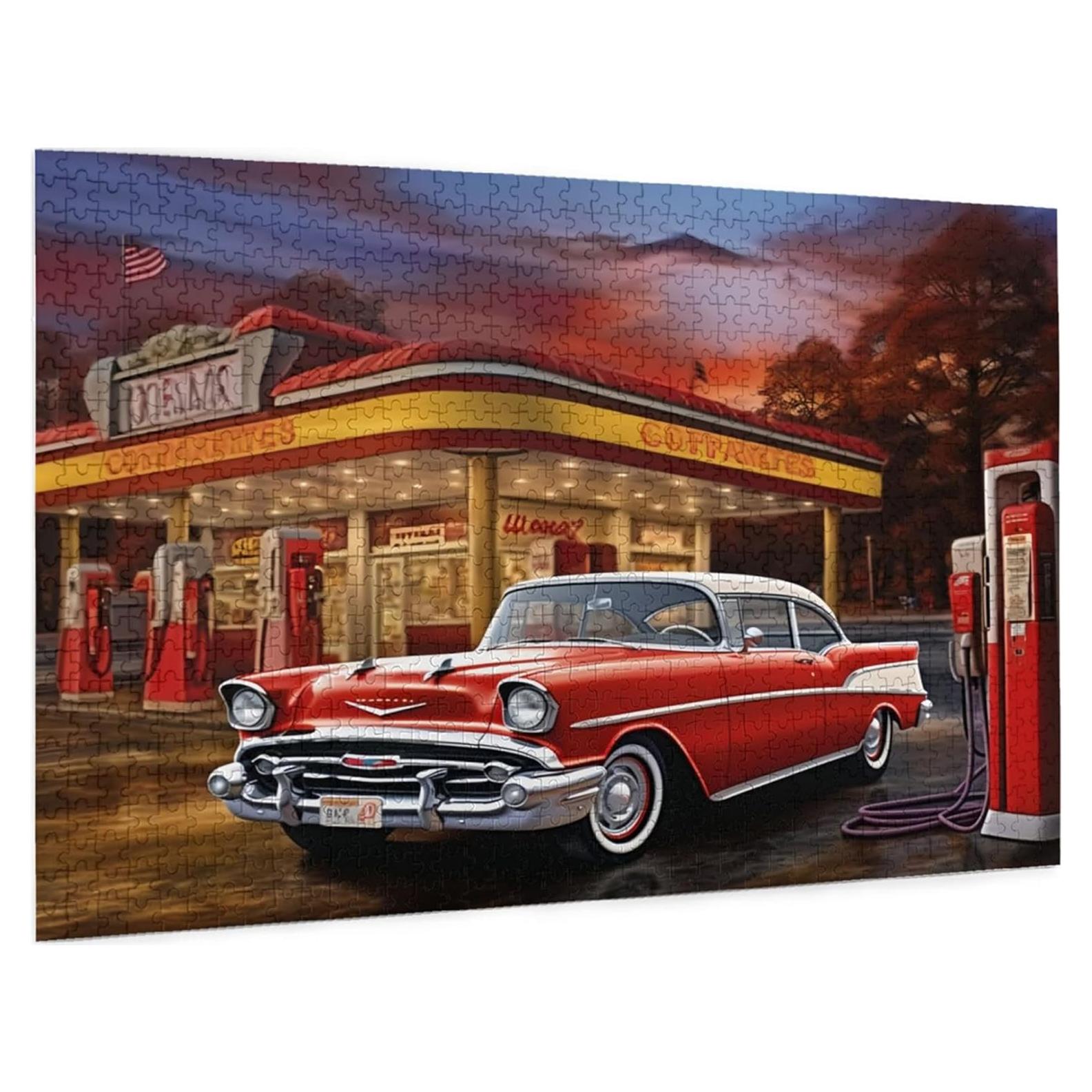 Rompecabezas 1000 Piezas AthLeY Gasolinera Madera DIY