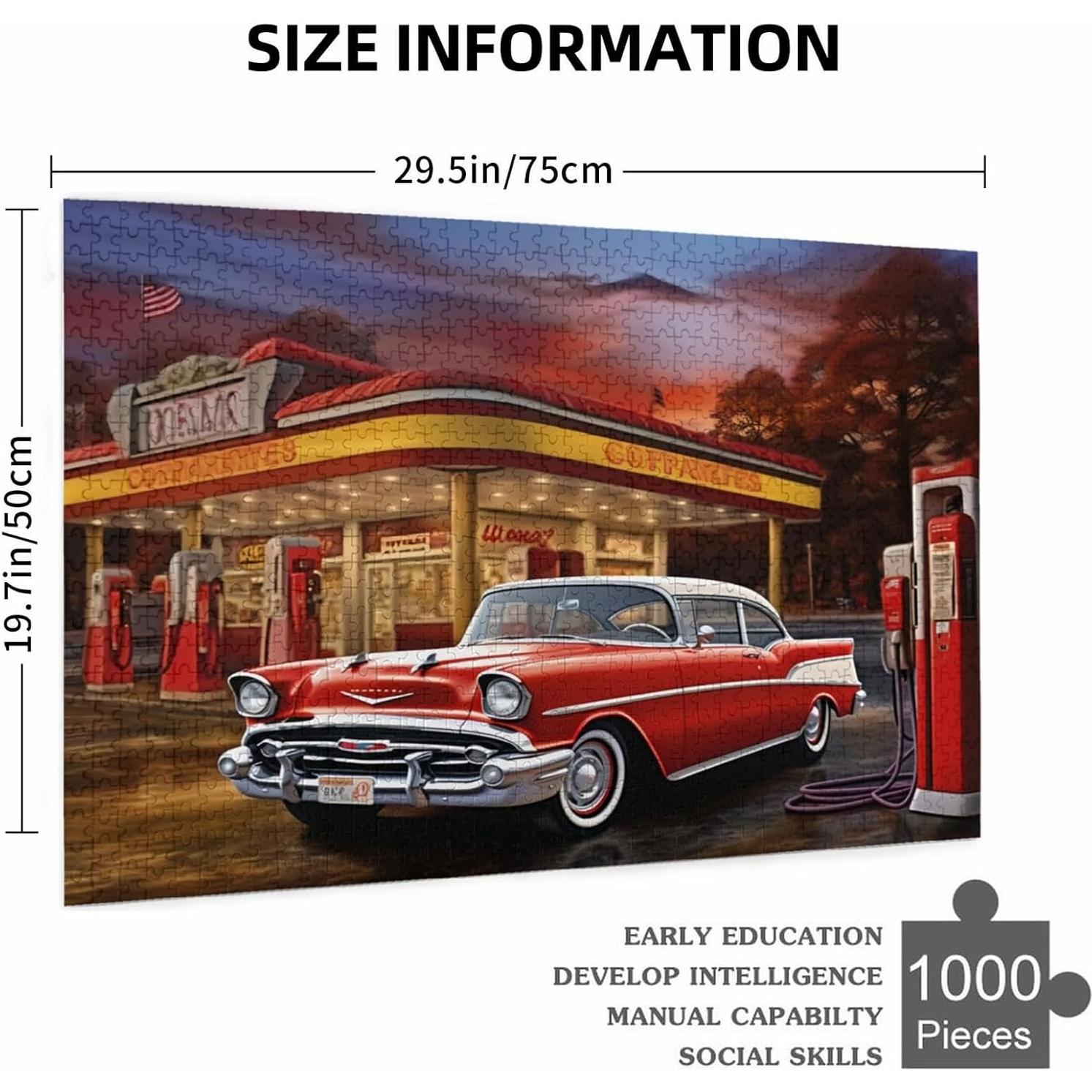 Rompecabezas 1000 Piezas AthLeY Gasolinera Madera DIY
