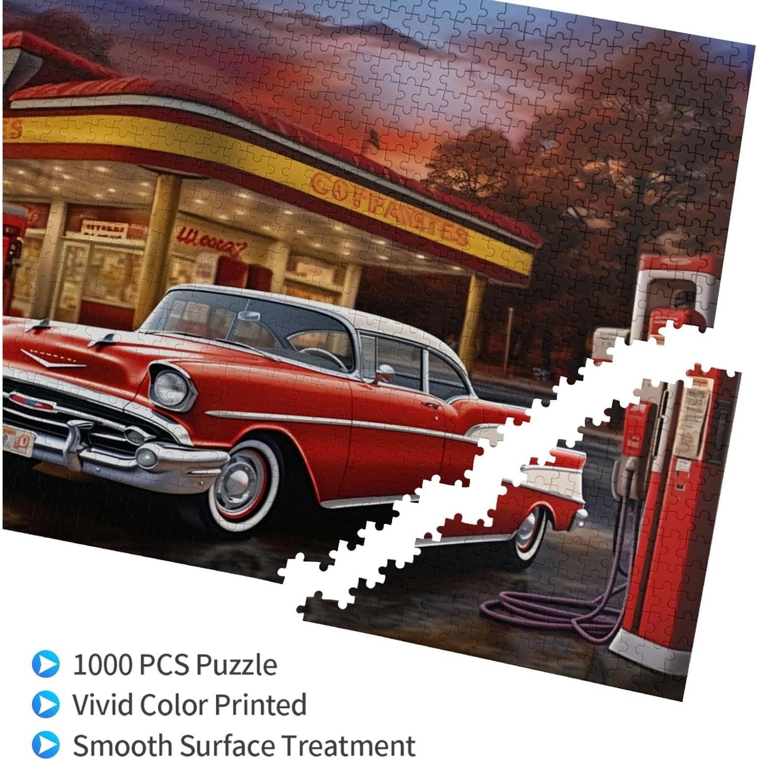 Rompecabezas 1000 Piezas AthLeY Gasolinera Madera DIY