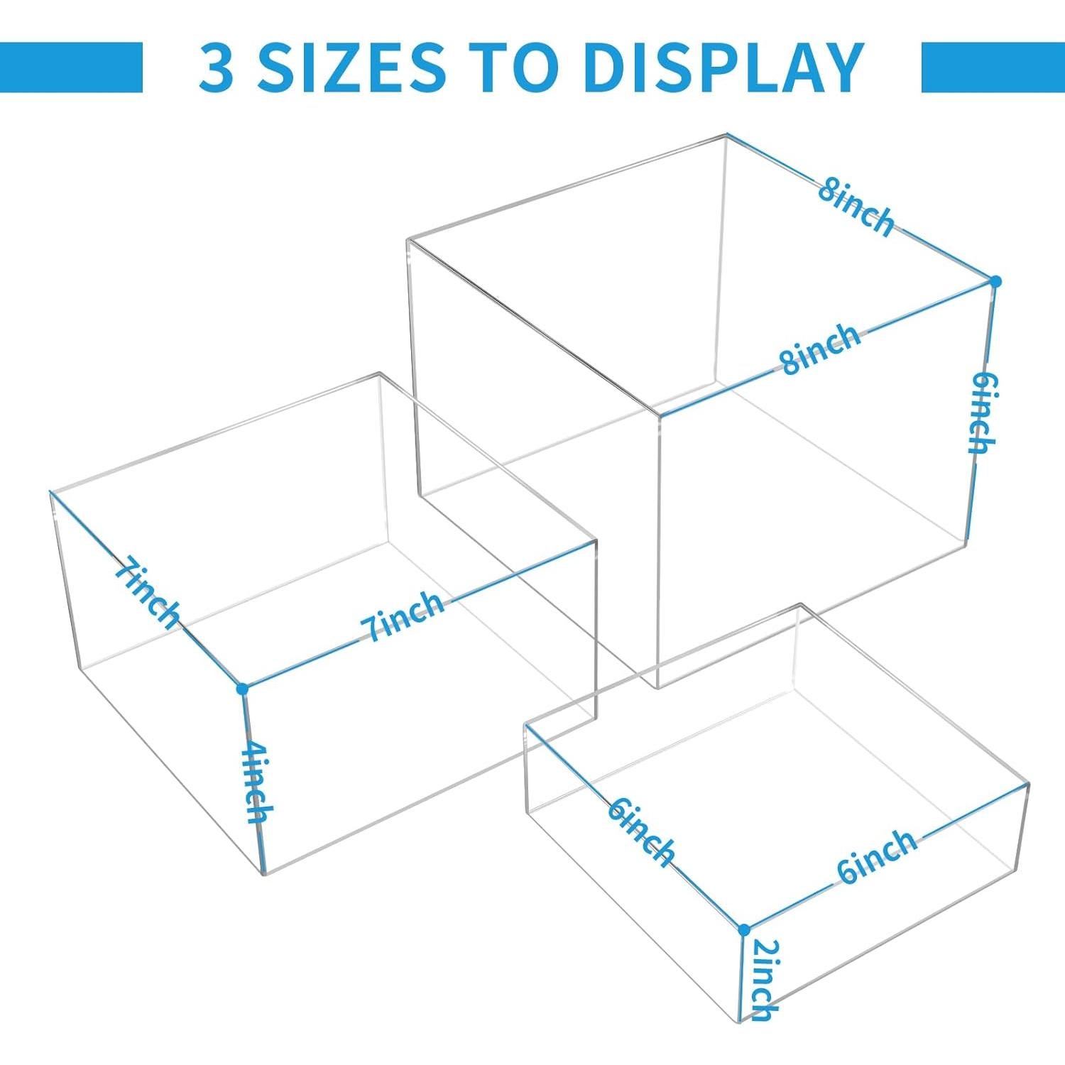 Soporte de Exhibición Acrílico Transparente 3 Piezas 20x20cm