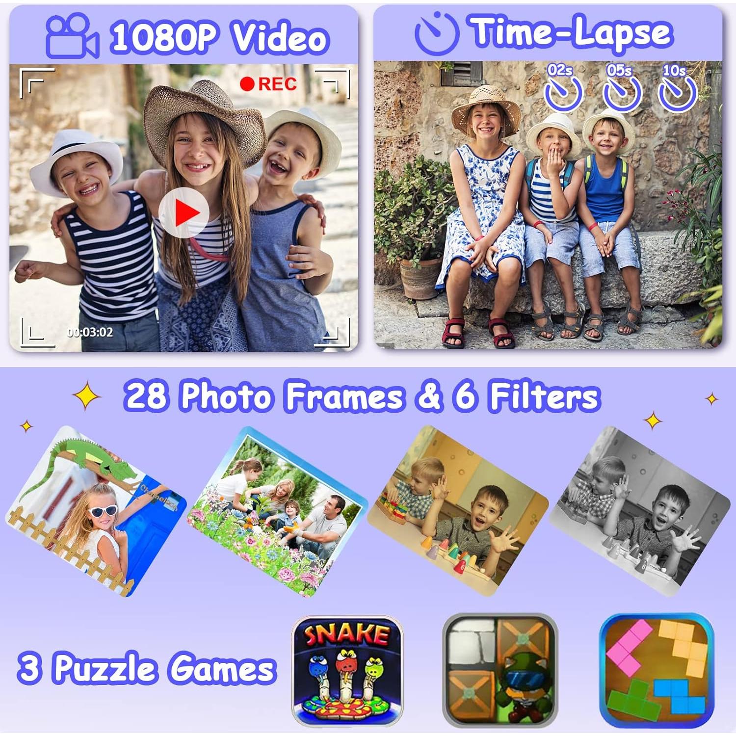 Cámara Impermeable DEKER E1 para Niños 1080P Azul Oscuro