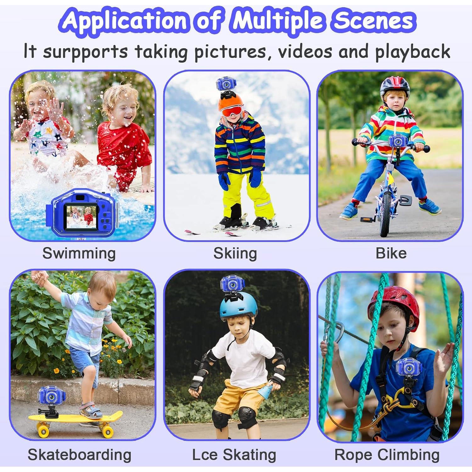 Cámara Impermeable DEKER E1 para Niños 1080P Azul Oscuro