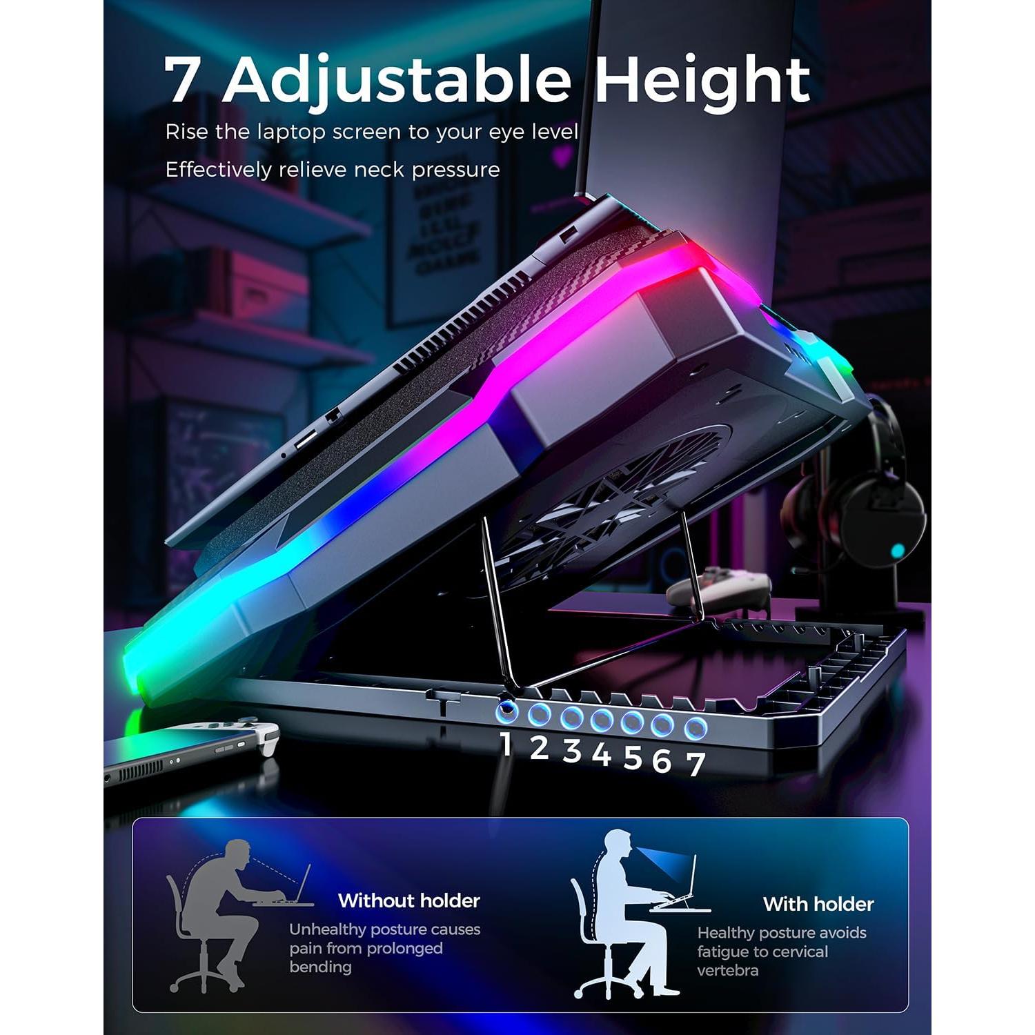 Base de Enfriamiento para Laptop Gaming KeiBn K1-5V RGB 15.6-19.3"