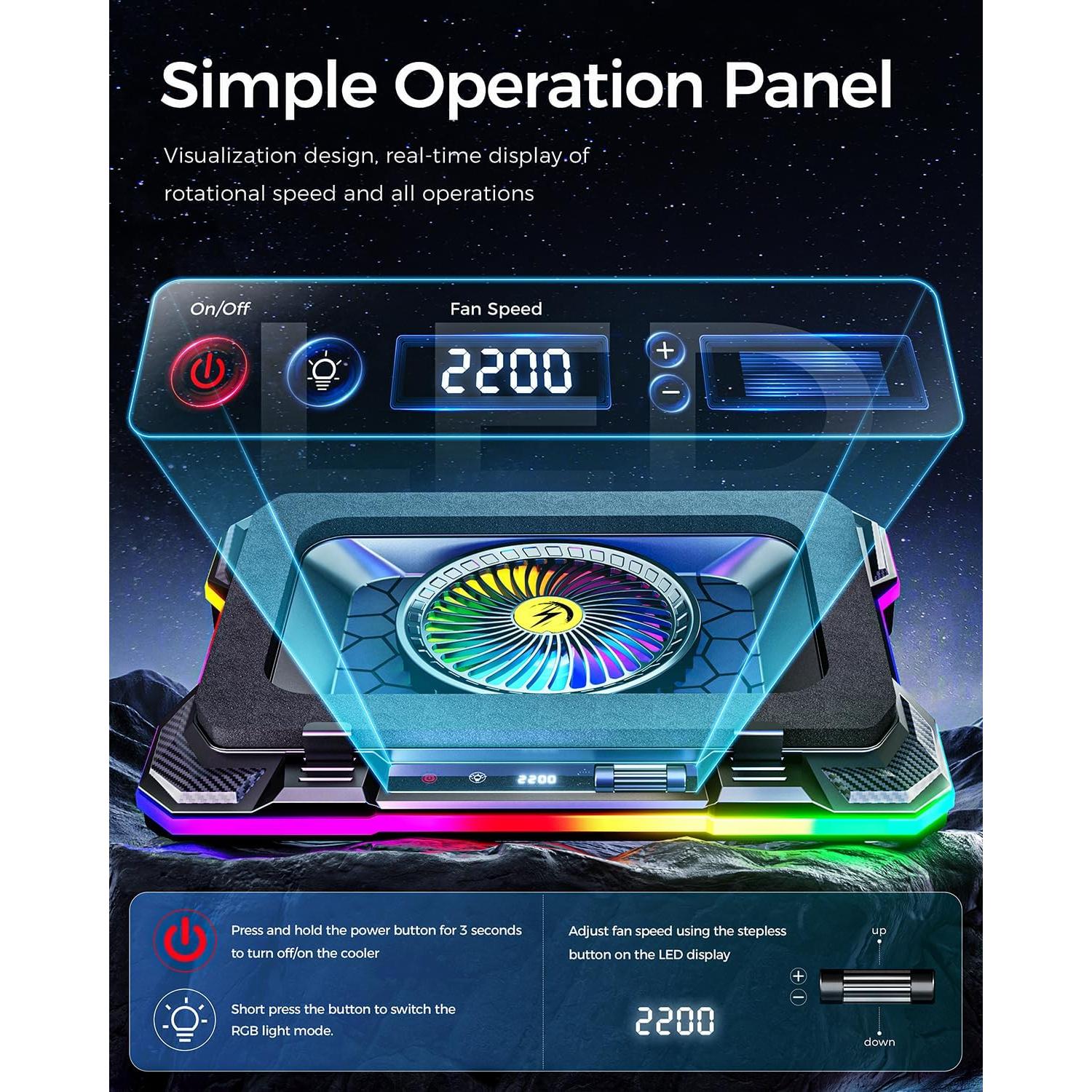 Base de Enfriamiento para Laptop Gaming KeiBn K1-5V RGB 15.6-19.3"