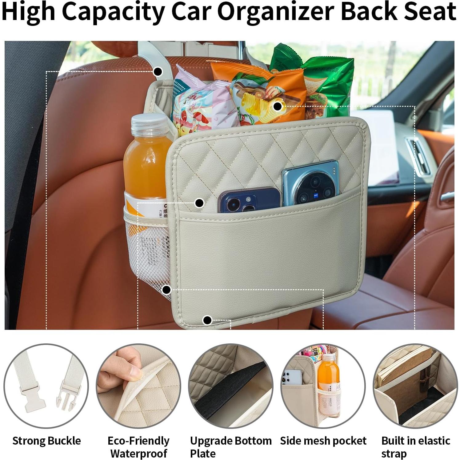 Organizador de Asiento de Auto FrgKbTm Beige 24.9x22.6cm
