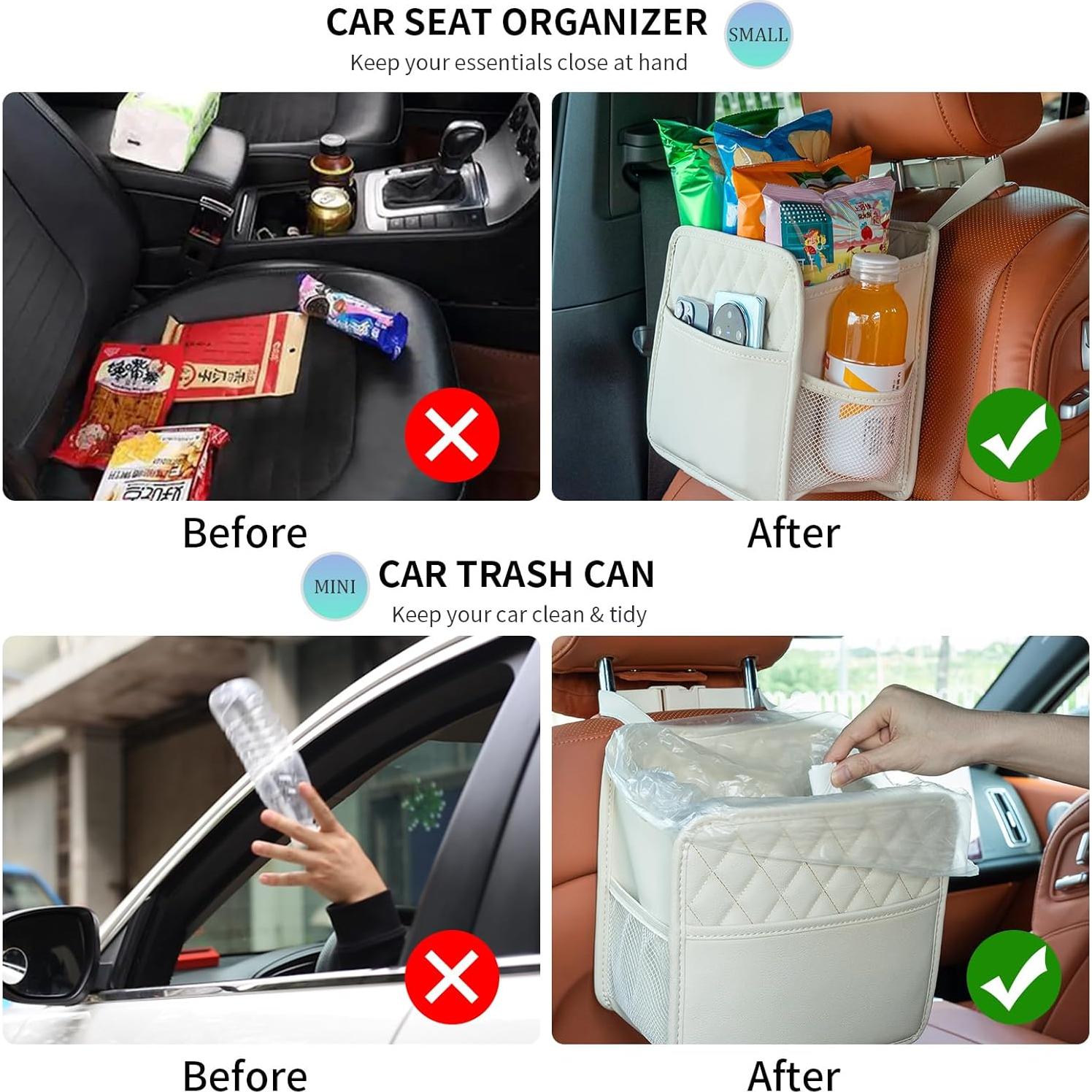 Organizador de Asiento de Auto FrgKbTm Beige 24.9x22.6cm