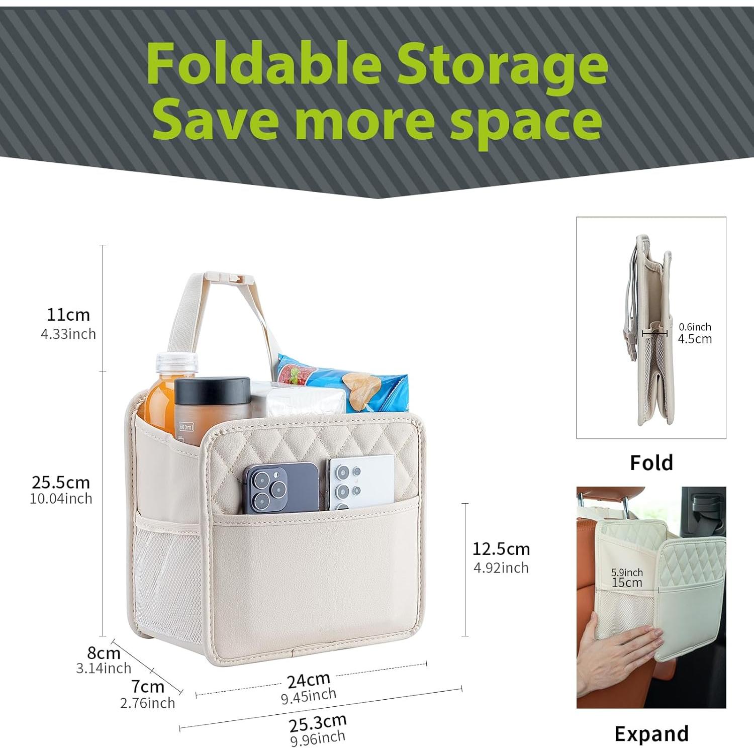 Organizador de Asiento de Auto FrgKbTm Beige 24.9x22.6cm