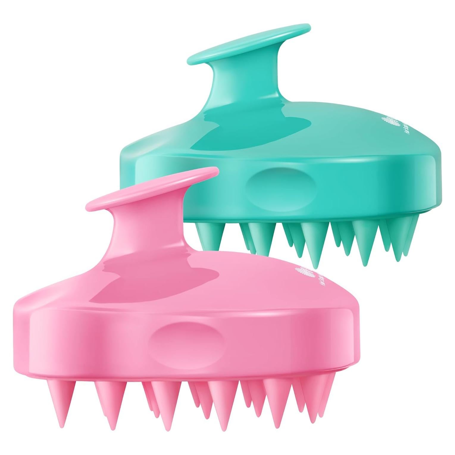 HEETA Cepillo Masajeador de Cuero Cabelludo 2 Pack Verde/Rosa