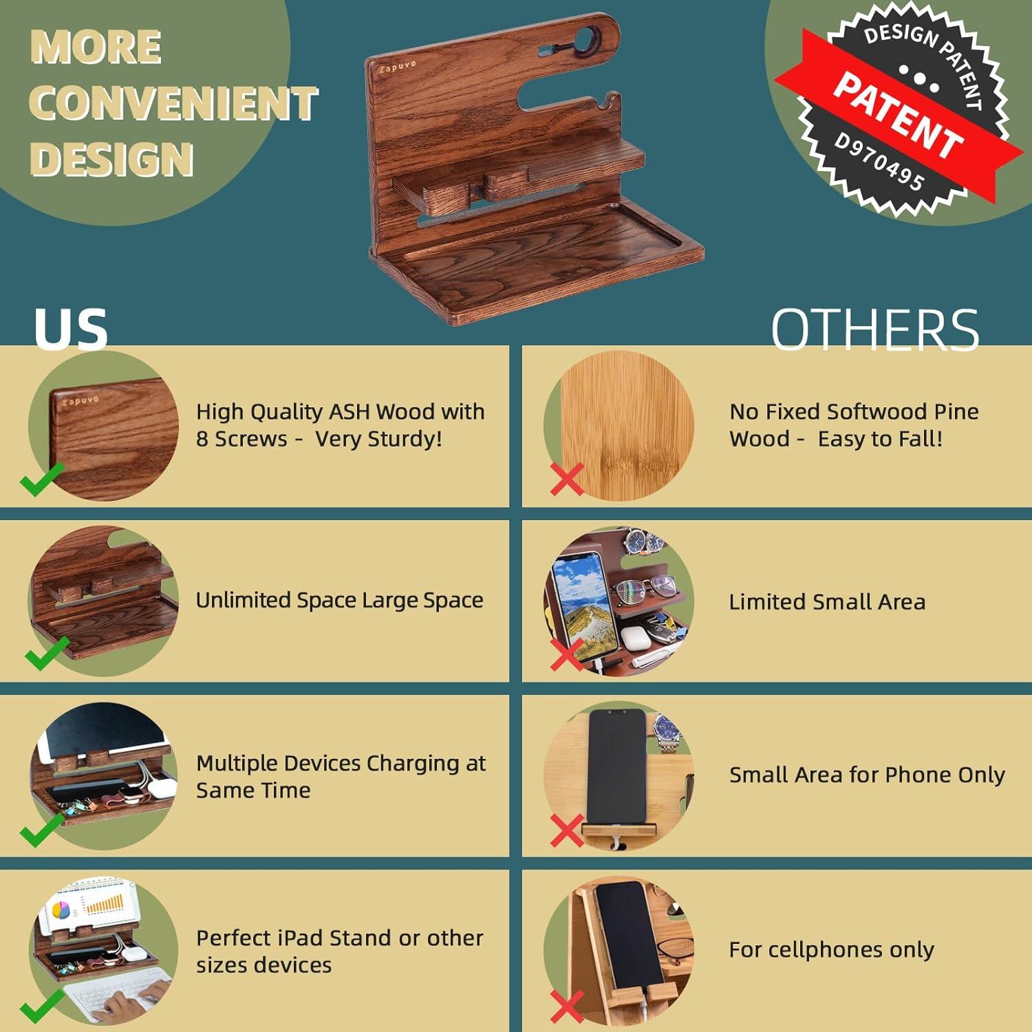 Estación de Acoplamiento de Teléfono de Madera ZAPUVO 25.5x16cm