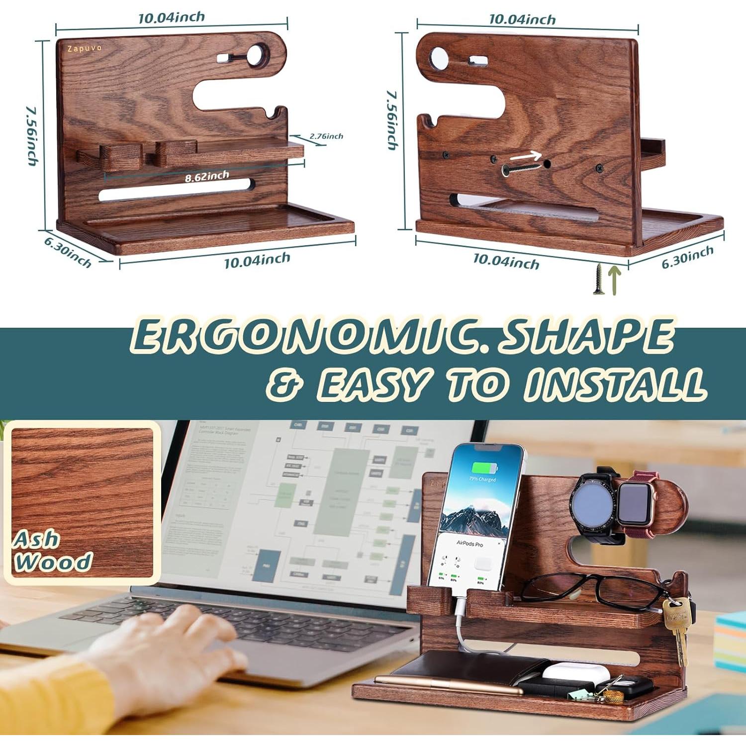 Estación de Acoplamiento de Teléfono de Madera ZAPUVO 25.5x16cm