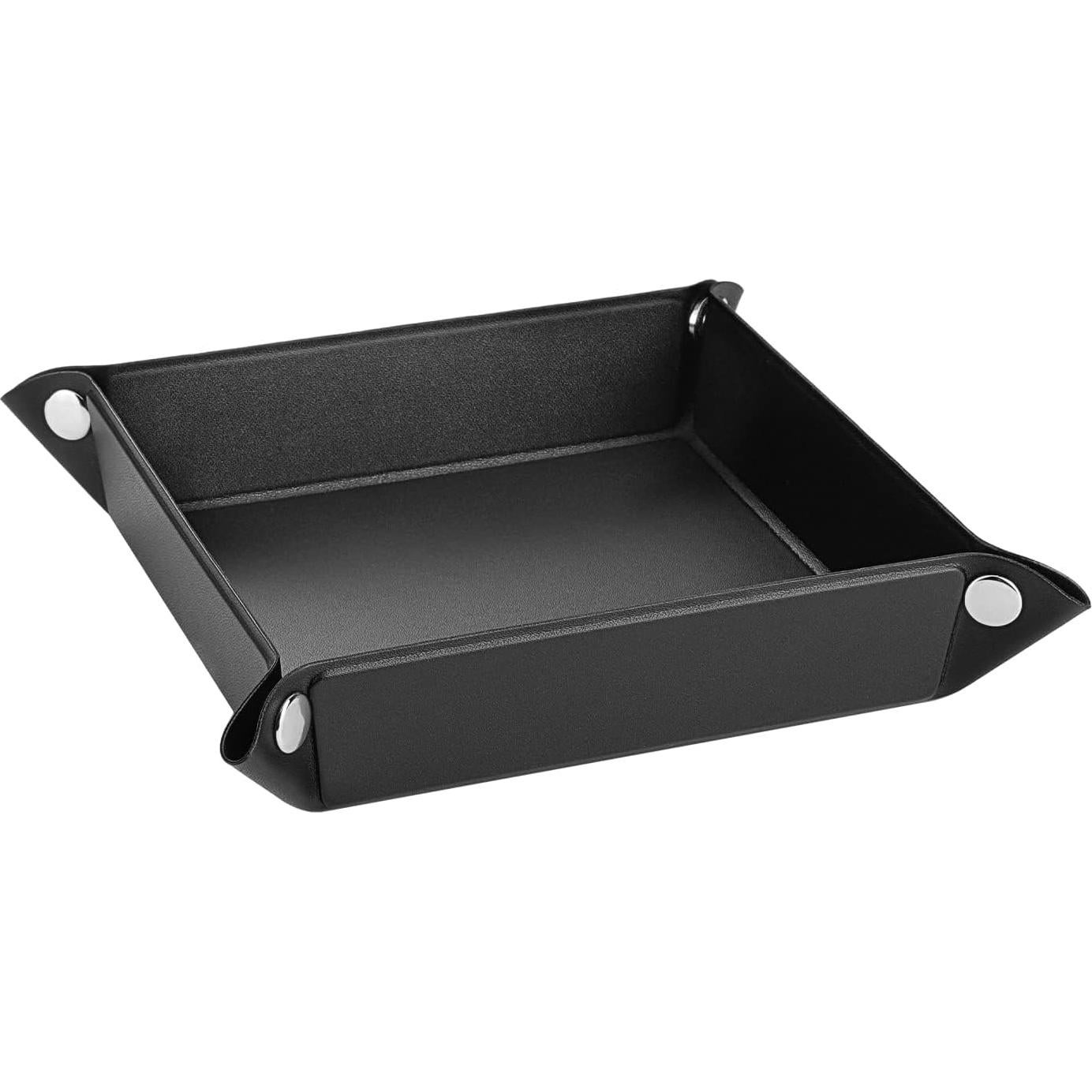 Bandeja Valet Luxspire de Cuero Sintético Negra 21.9x21.9cm