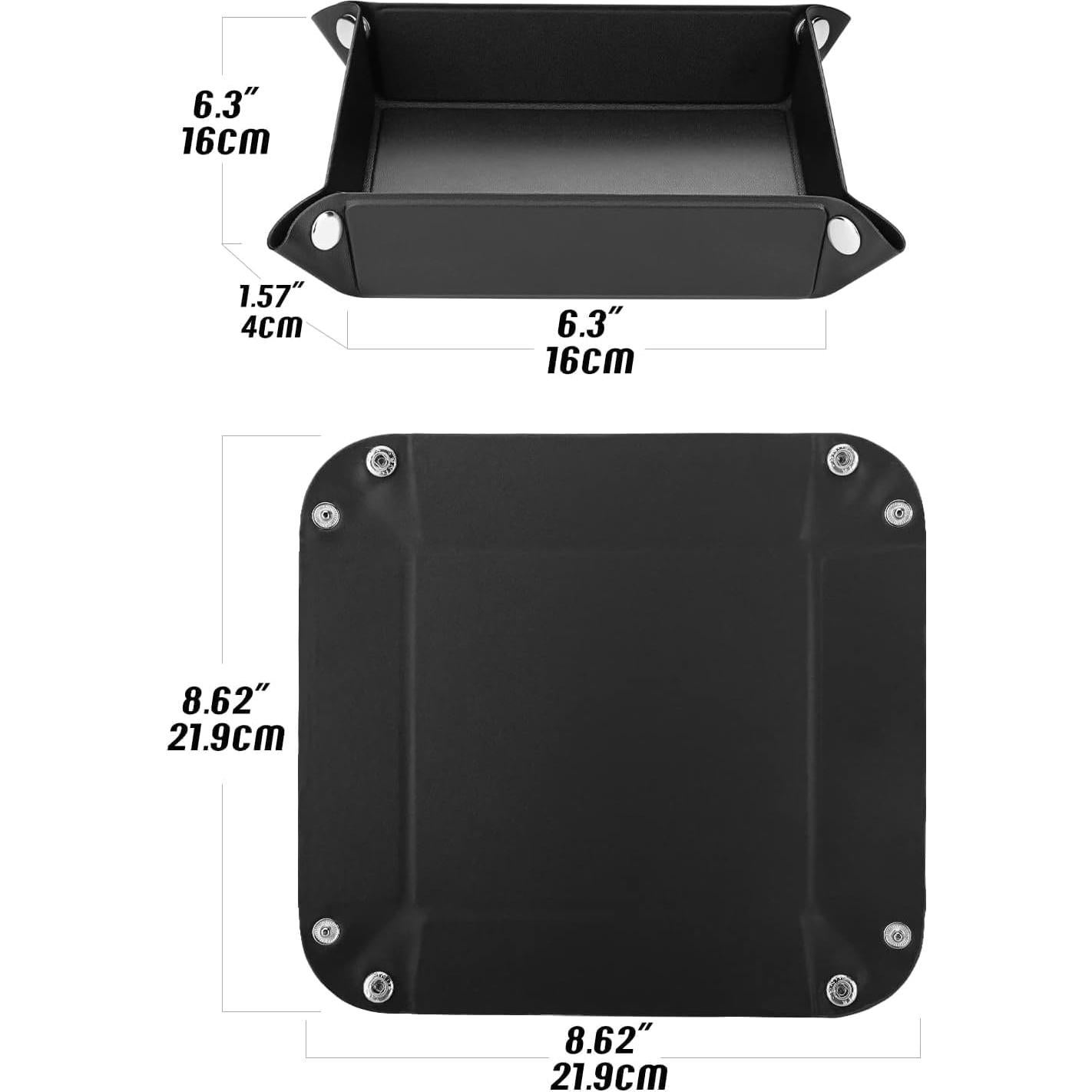 Bandeja Valet Luxspire de Cuero Sintético Negra 21.9x21.9cm