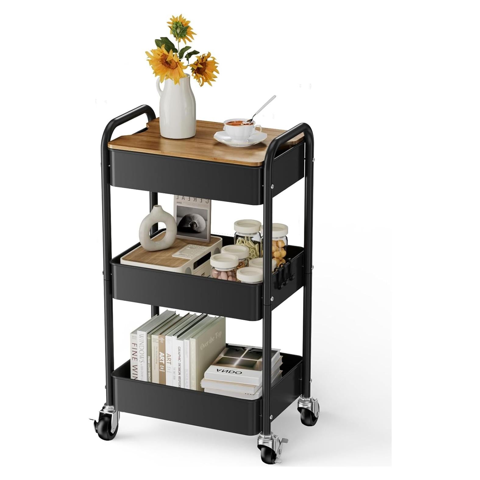 Carro Rodante de 3 Niveles Johgee con Superficie de Mesa