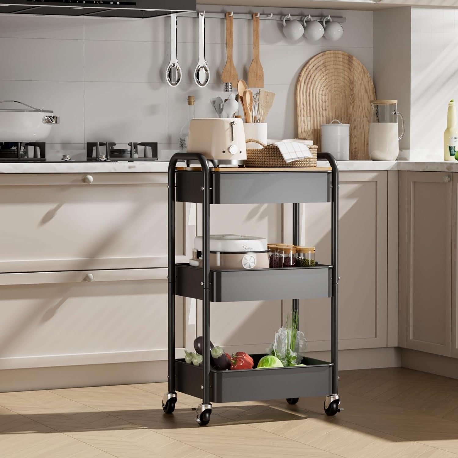 Carro Rodante de 3 Niveles Johgee con Superficie de Mesa