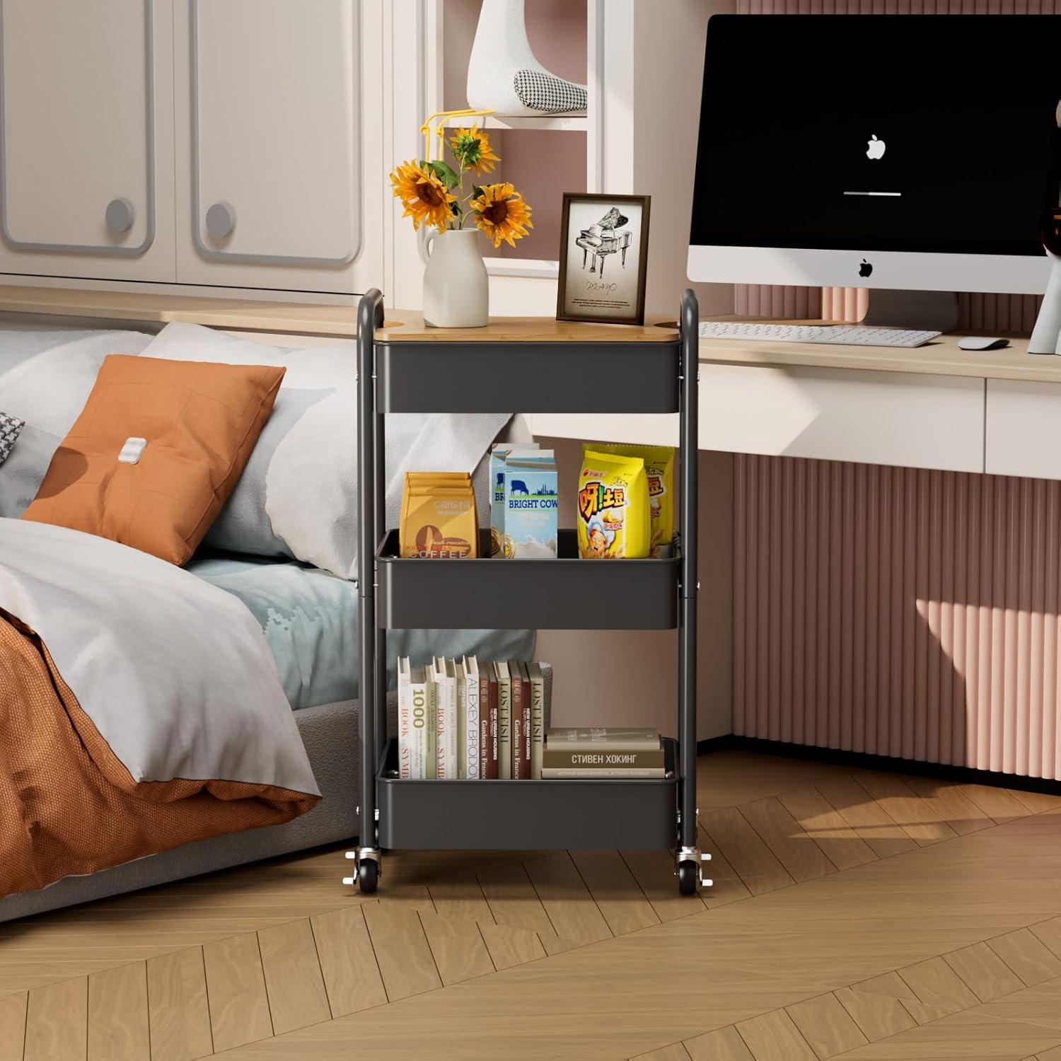 Carro Rodante de 3 Niveles Johgee con Superficie de Mesa