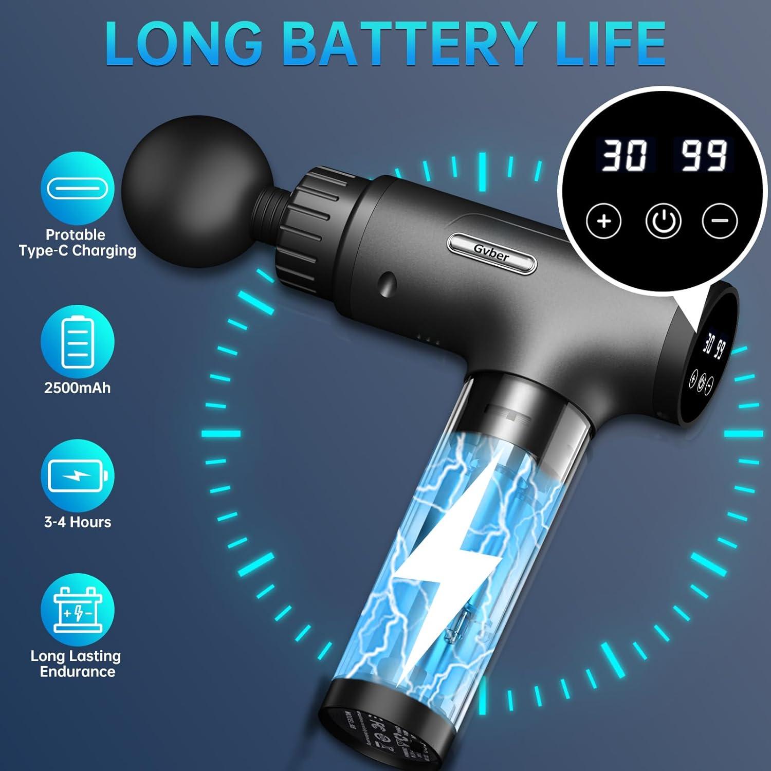 Pistola de Masaje Gvber X6 6 Accesorios 30 Velocidades Gris