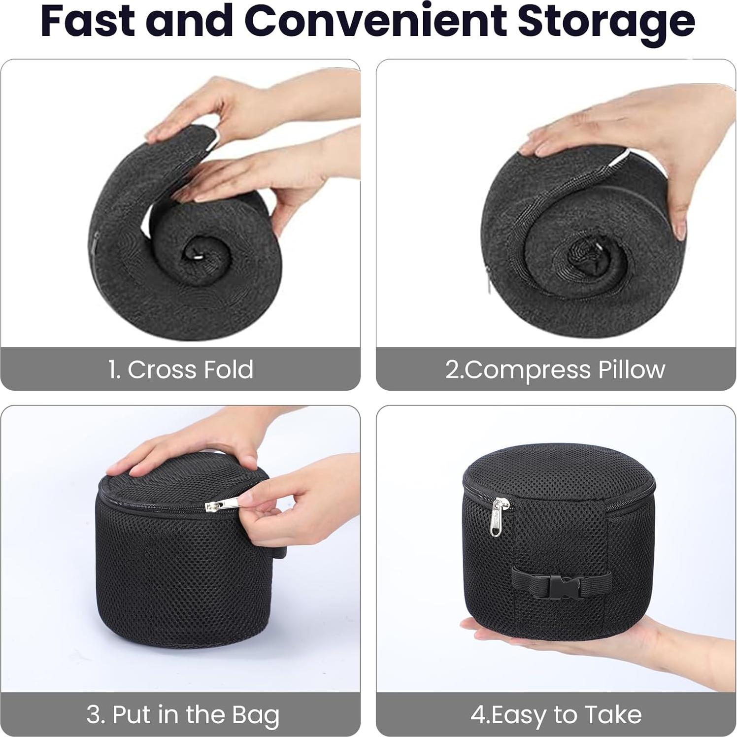 Almohada de Viaje TALLGO Espuma de Memoria Ajustable Negra