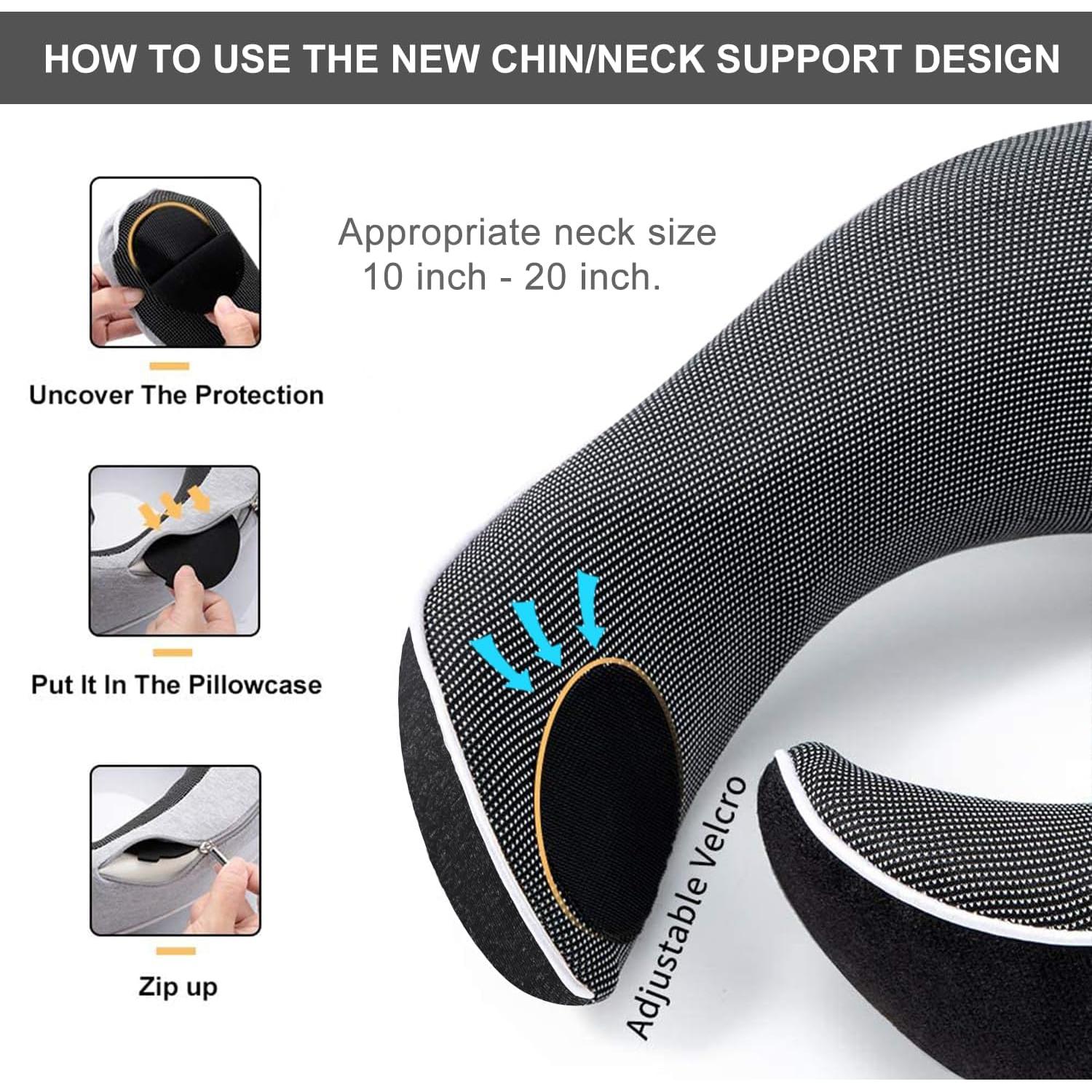 Almohada de Viaje TALLGO Espuma de Memoria Ajustable Negra