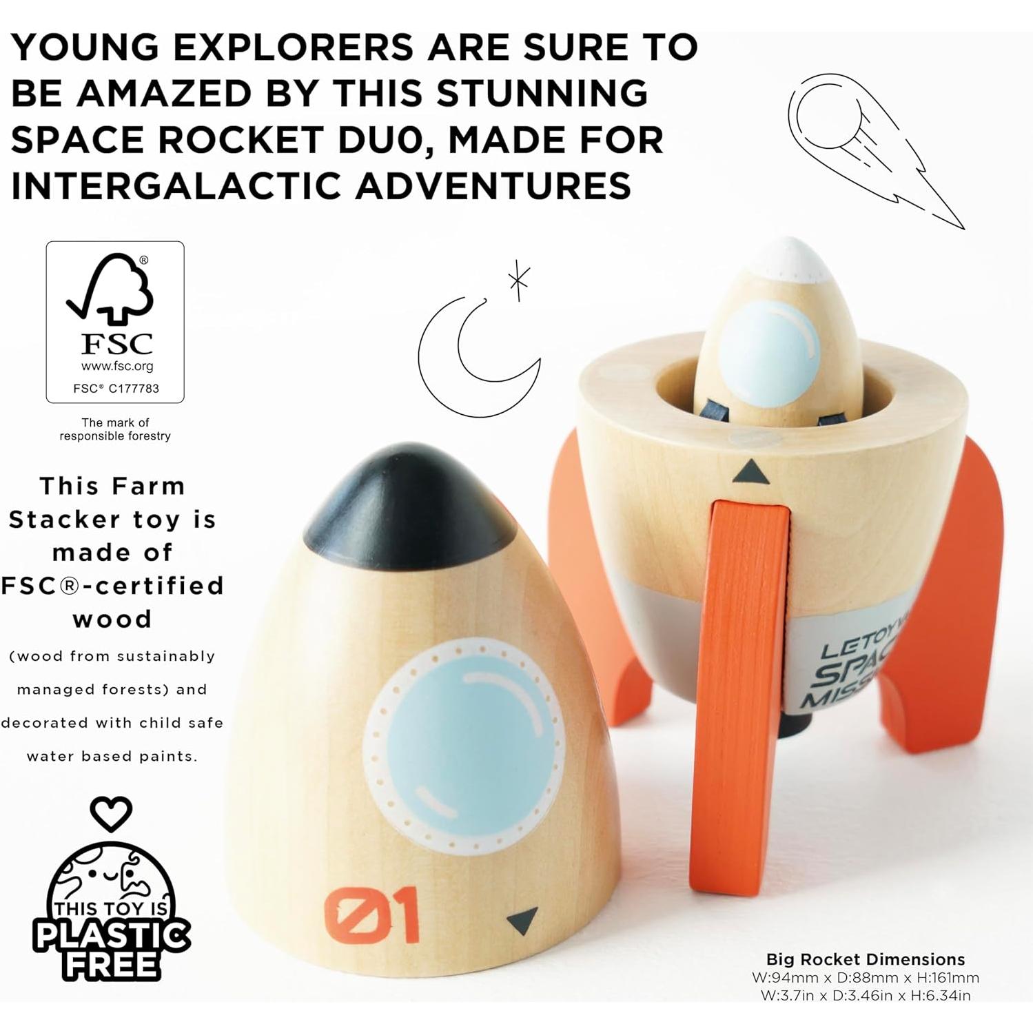 Cohete Espacial de Madera Le Toy Van Duo 16x9.5 cm