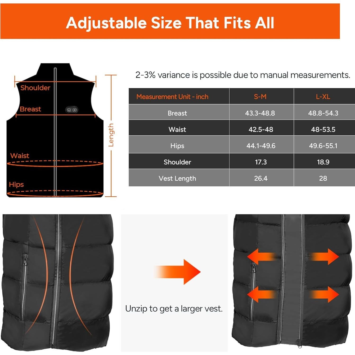 Chaleco Calentado Dr.Prepare Unisex 3 Niveles de Calor