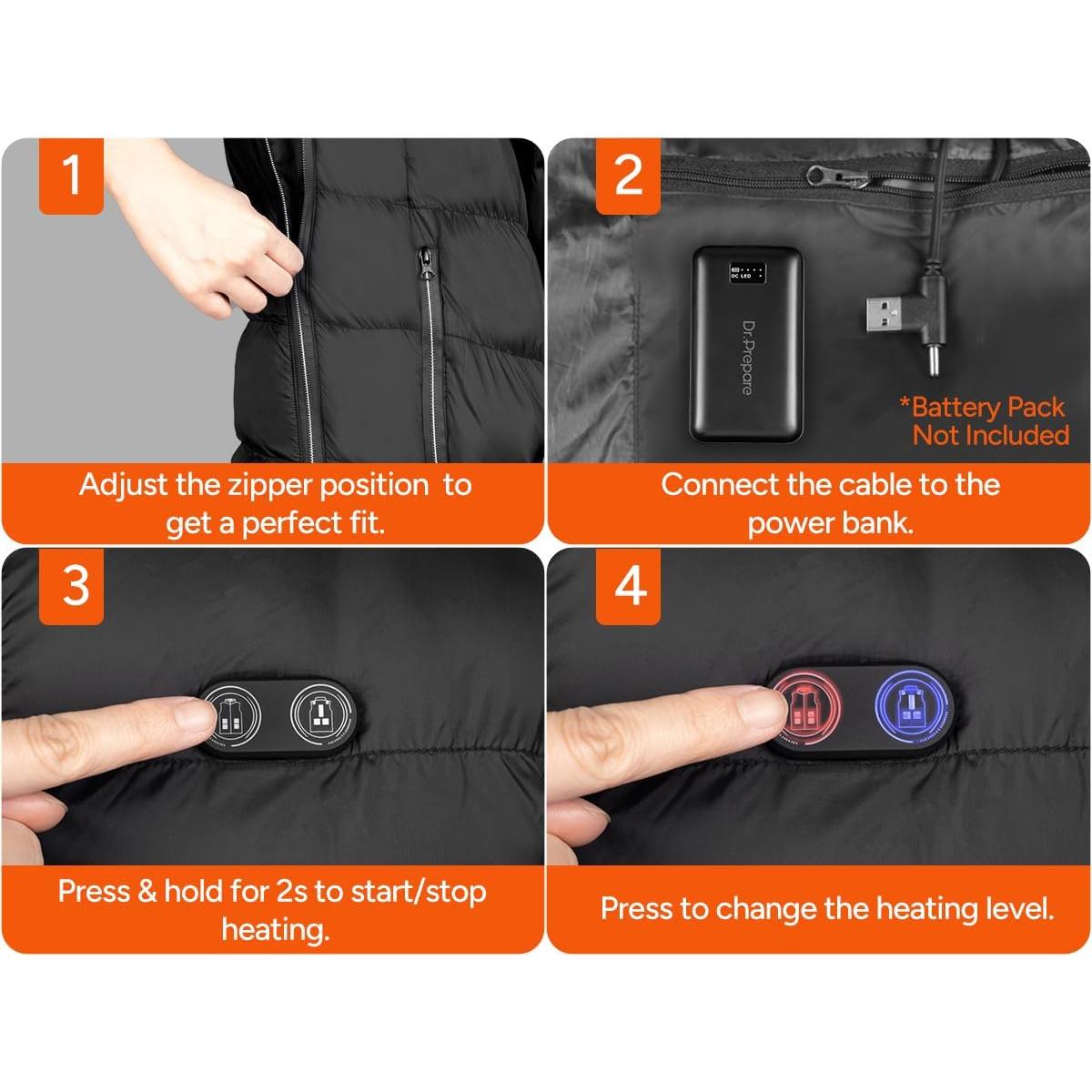 Chaleco Calentado Dr.Prepare Unisex 3 Niveles de Calor