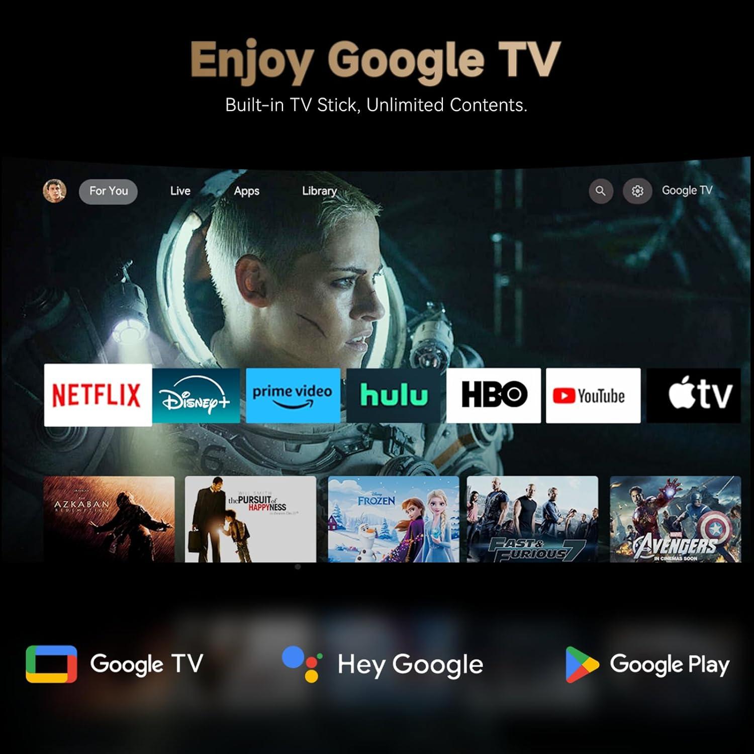 Proyector 4K WANBO X5 Pro con Google TV y Bluetooth, 1100 ANSI