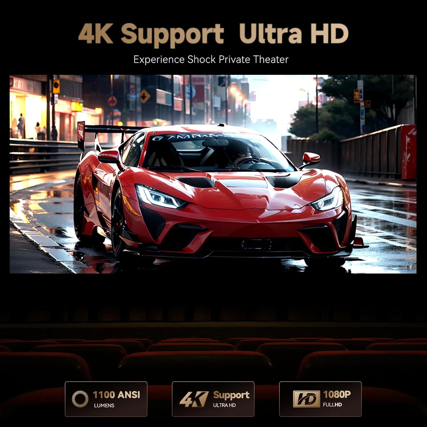 Proyector 4K WANBO X5 Pro con Google TV y Bluetooth, 1100 ANSI