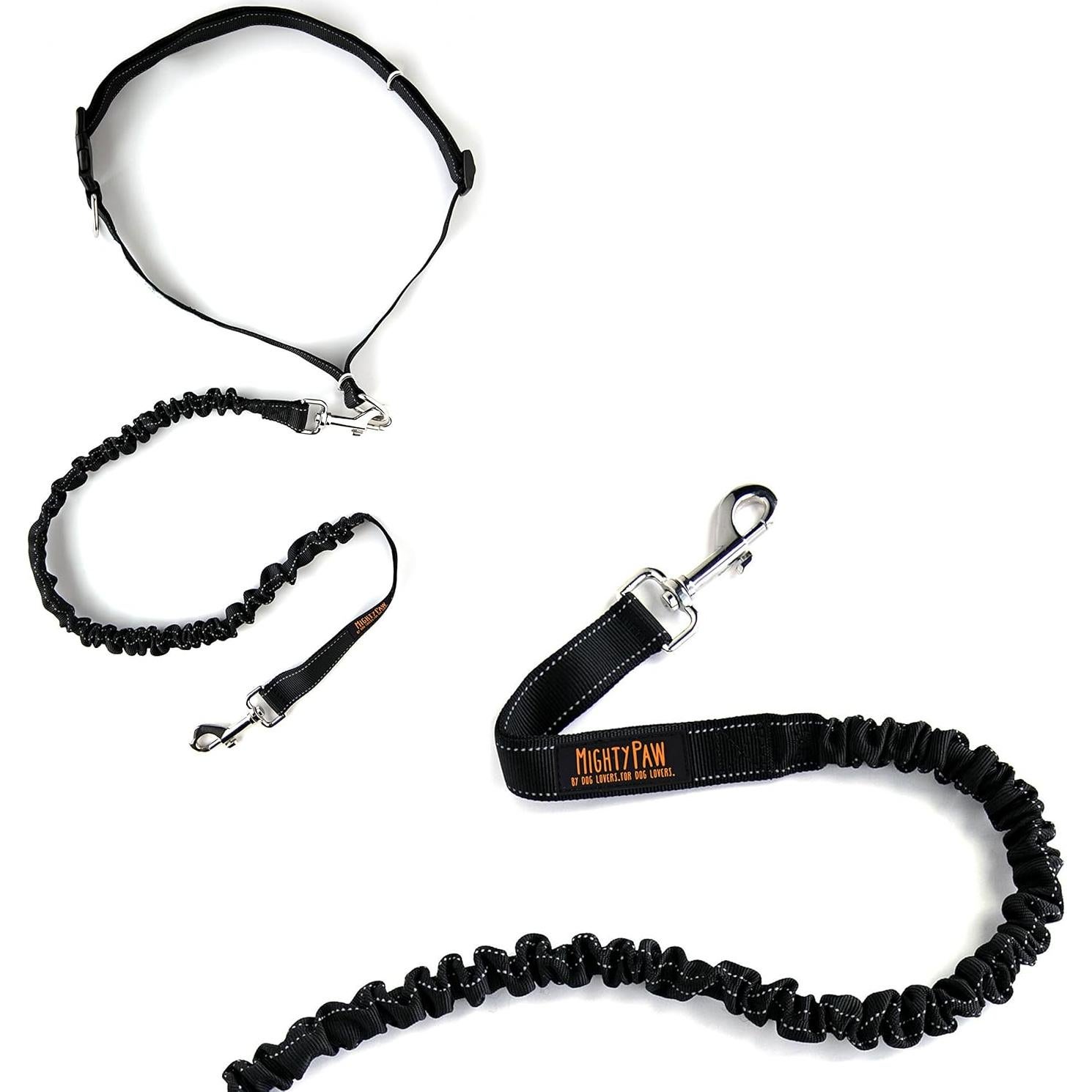 Correa Bungee Sin Manos Mighty Paw para Perros - Negro