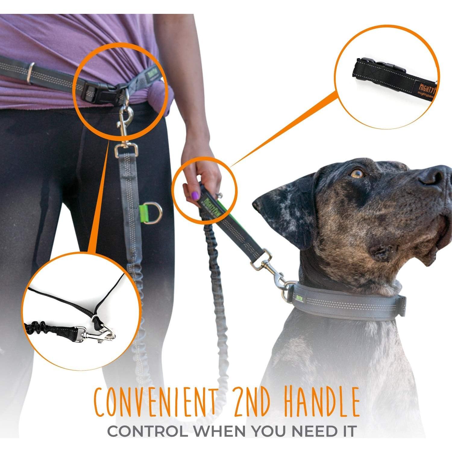 Correa Bungee Sin Manos Mighty Paw para Perros - Negro