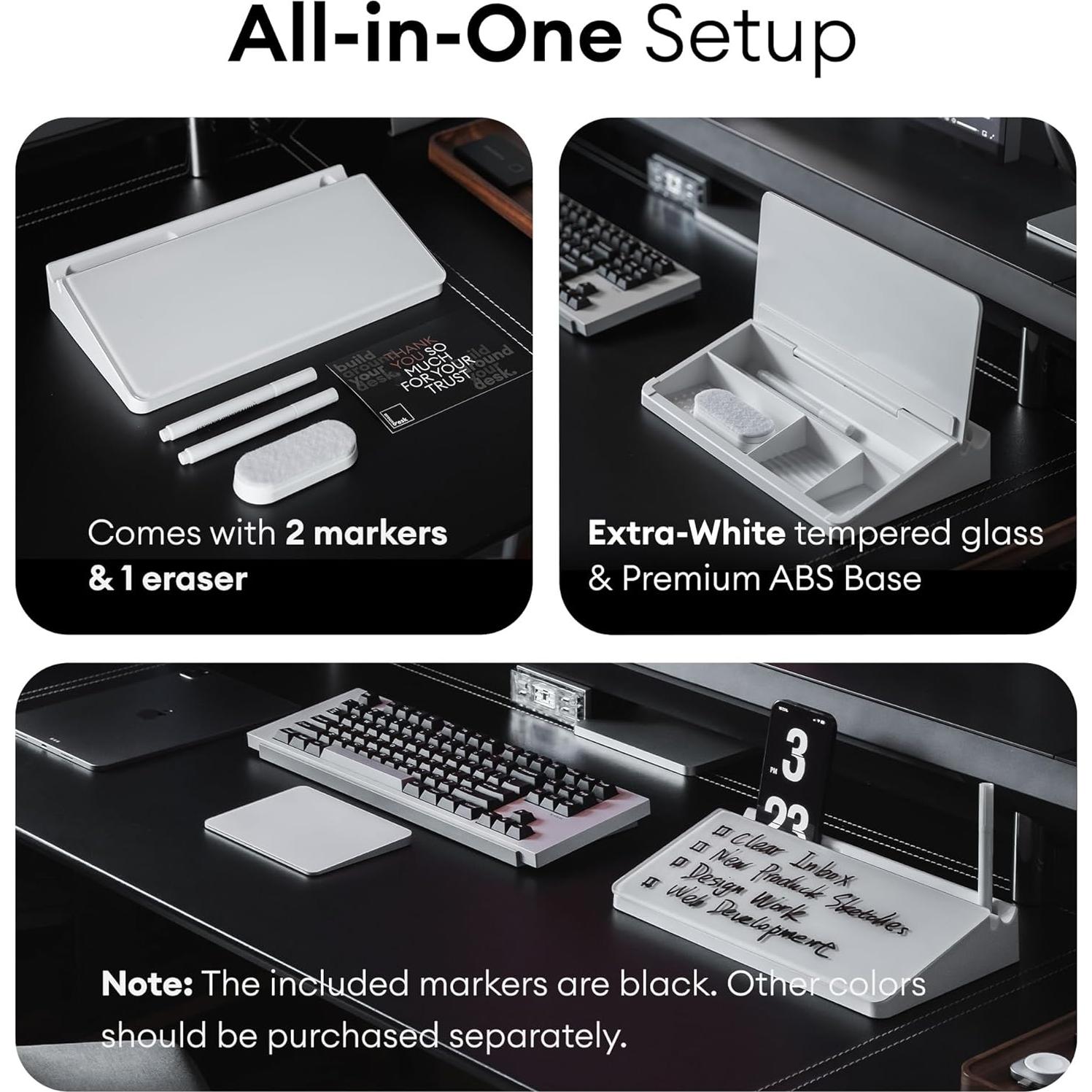 Pizarra de vidrio blanca de escritorio Aroundesk 30.48x16.51cm