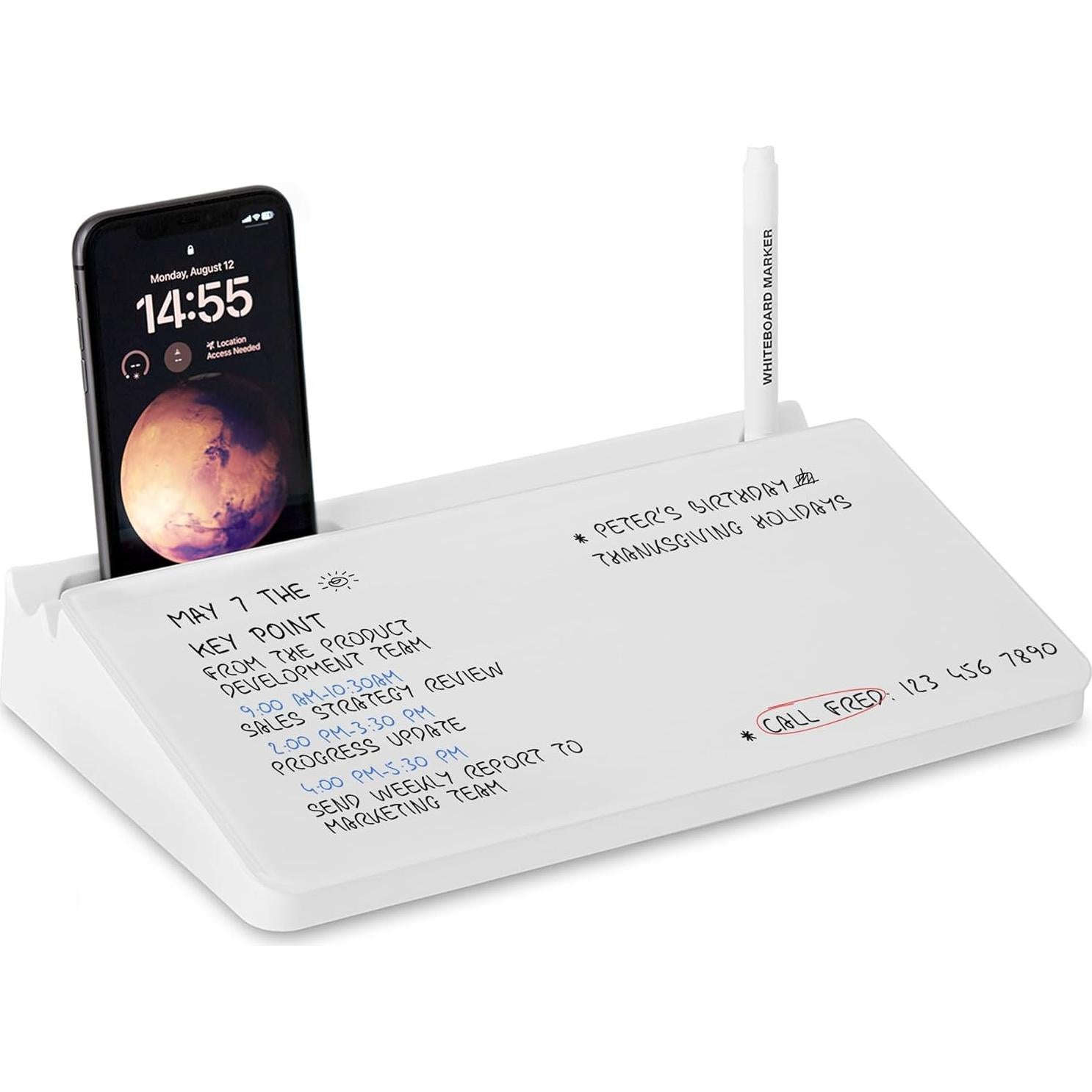 Pizarra de vidrio blanca de escritorio Aroundesk 30.48x16.51cm