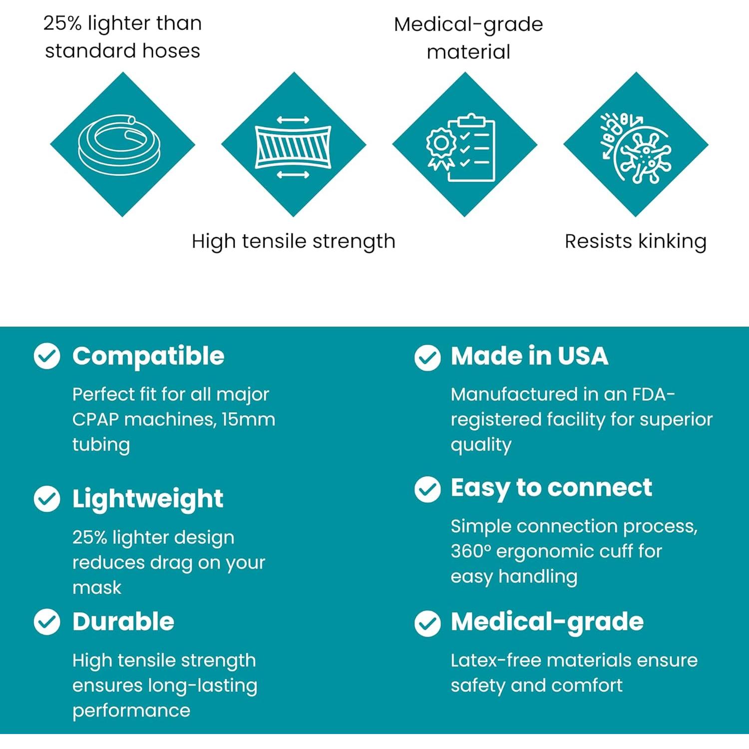 Manguera CPAP LifeSource 15mm Gris 1.83m Grado Médico