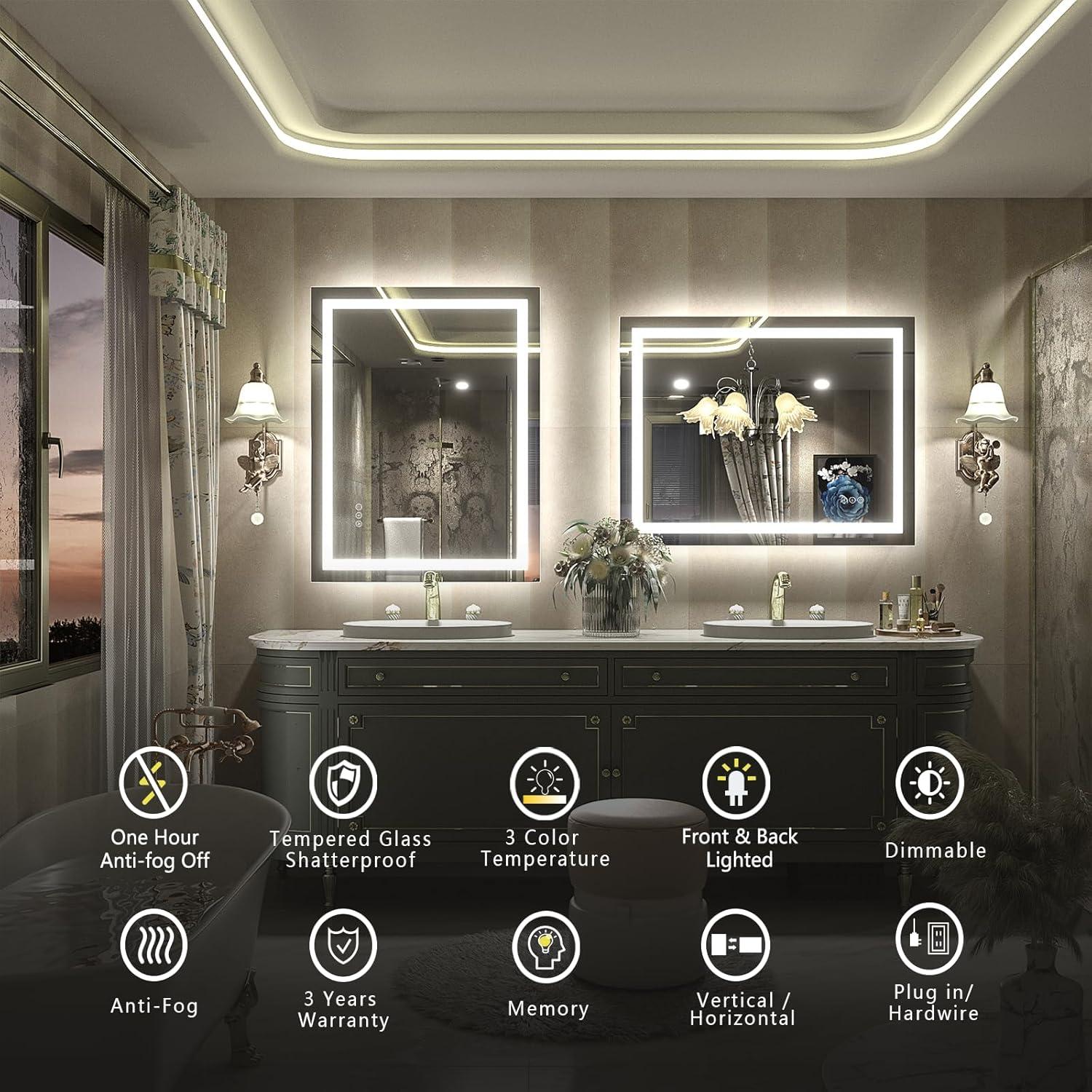 Espejo de Baño LED CHARMOR 71x50 cm Irrompible y Anti-vaho