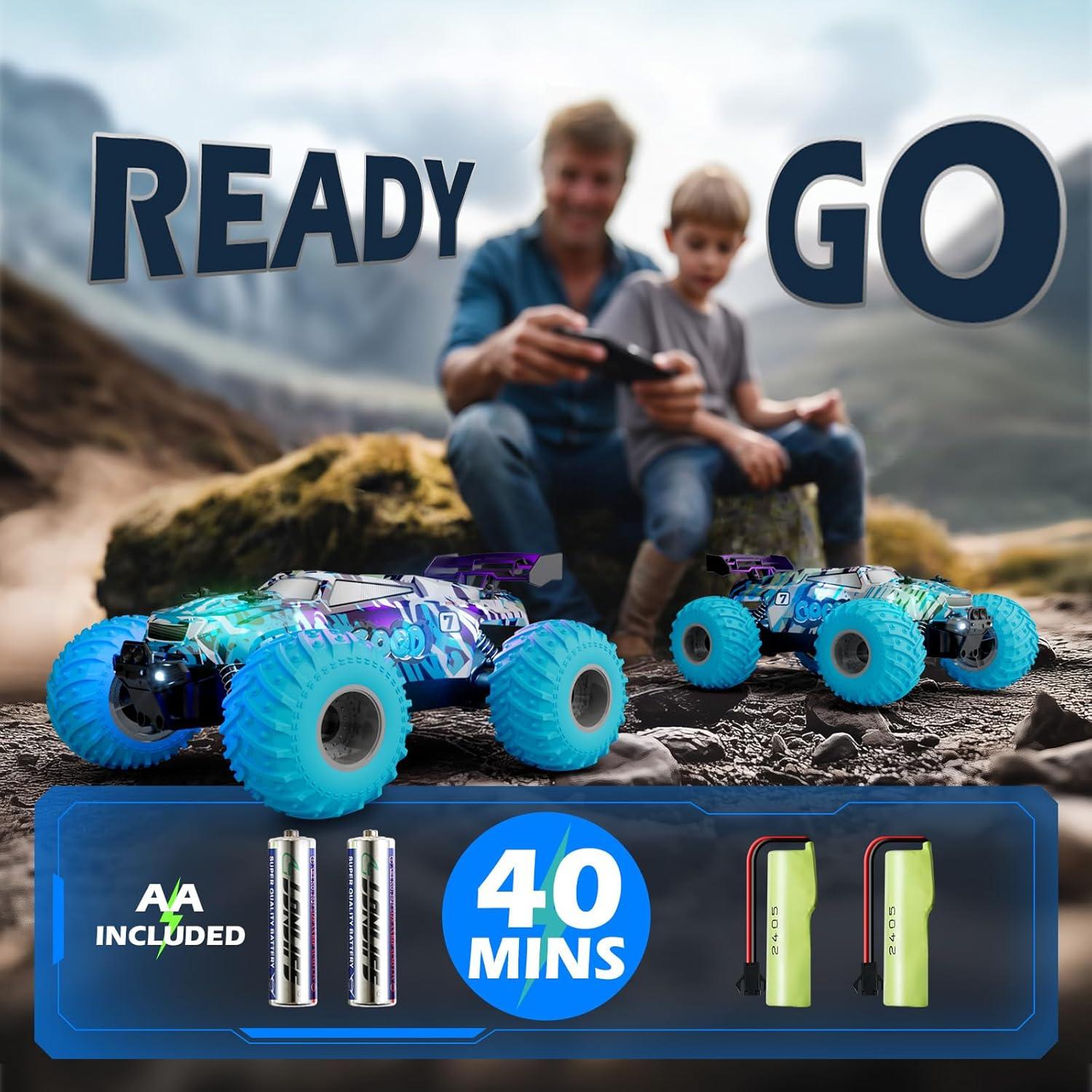 Coche RC BFUNTOYS 1:18 Todo Terreno 20 km/h LED Azul