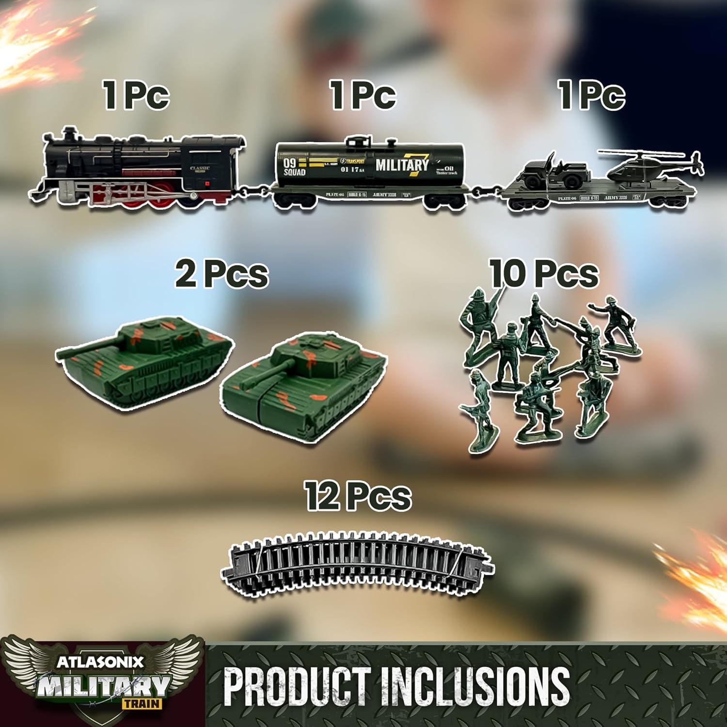 Juego de Tren Eléctrico Militar Atlasonix - 27.94x2.54 cm