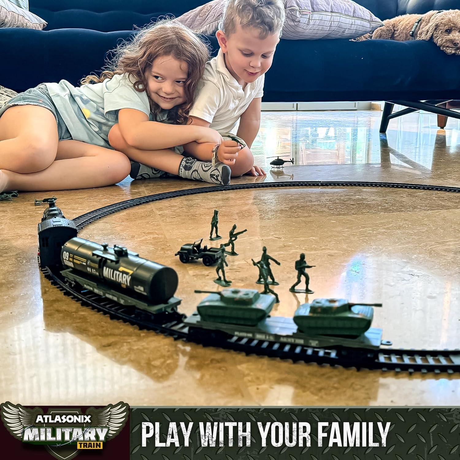 Juego de Tren Eléctrico Militar Atlasonix - 27.94x2.54 cm