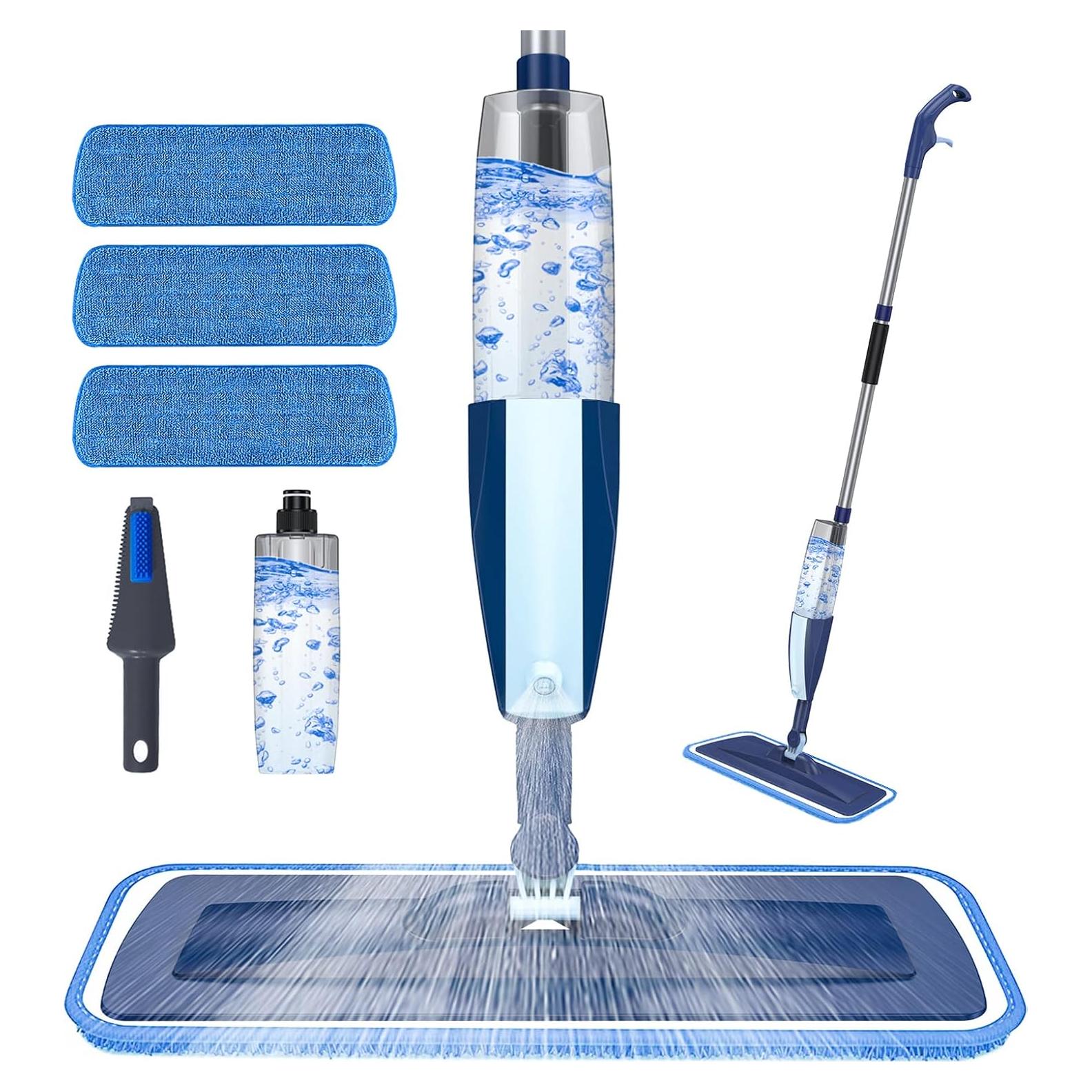 Mopa Pulverizadora Beyoco Azul con 3 Almohadillas de Microfibra