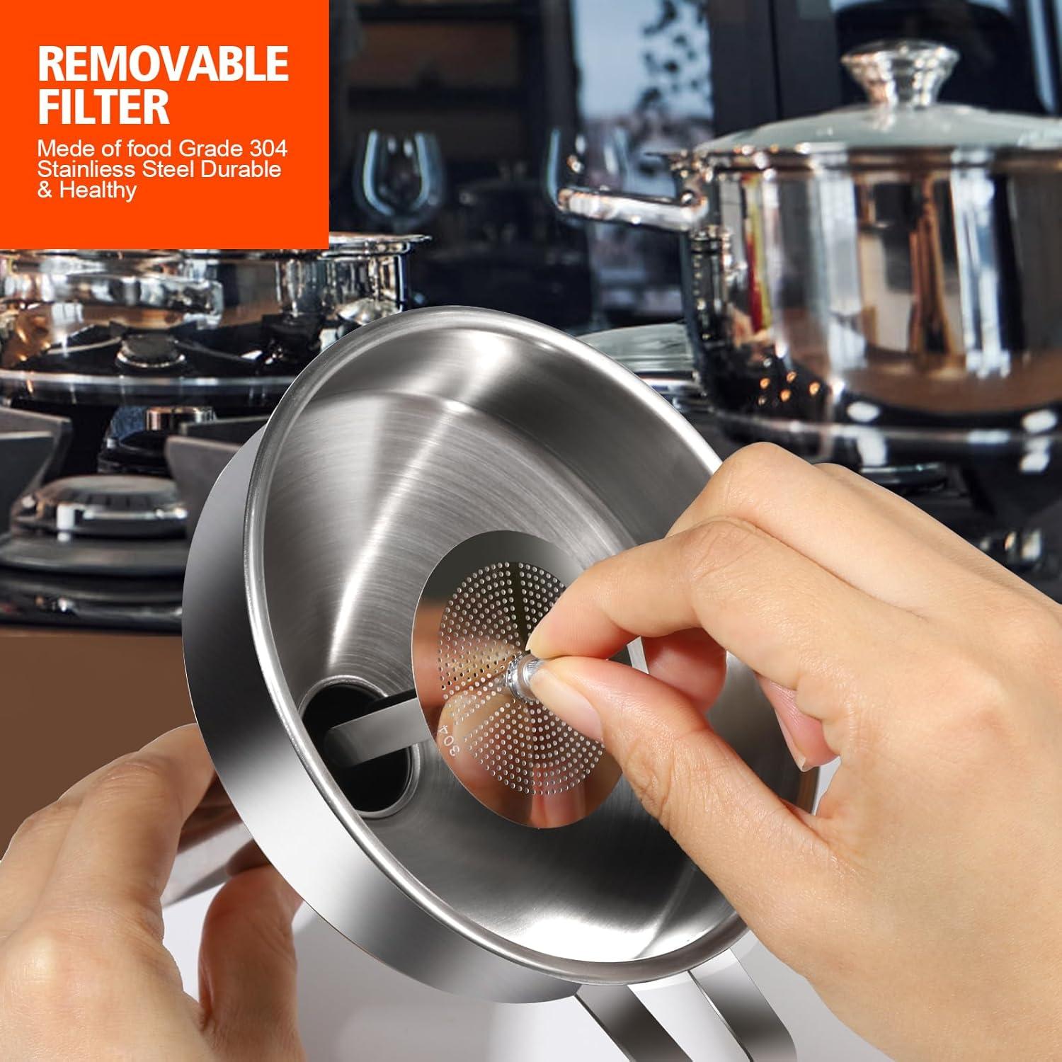 Juego de 3 Embudos de Acero Inoxidable YGDZ con Coladores