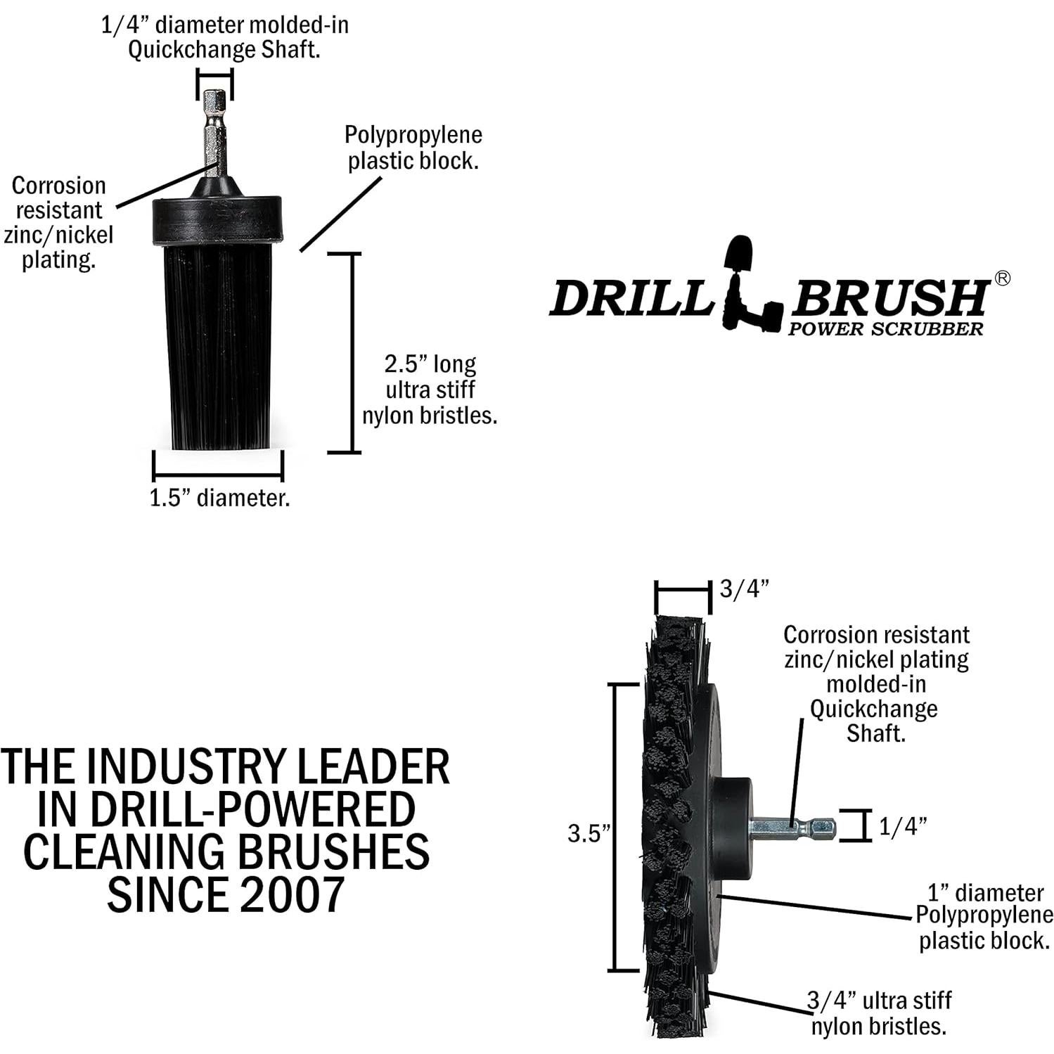 Kit de Cepillos de Limpieza para Taladro Drillbrush - Negro