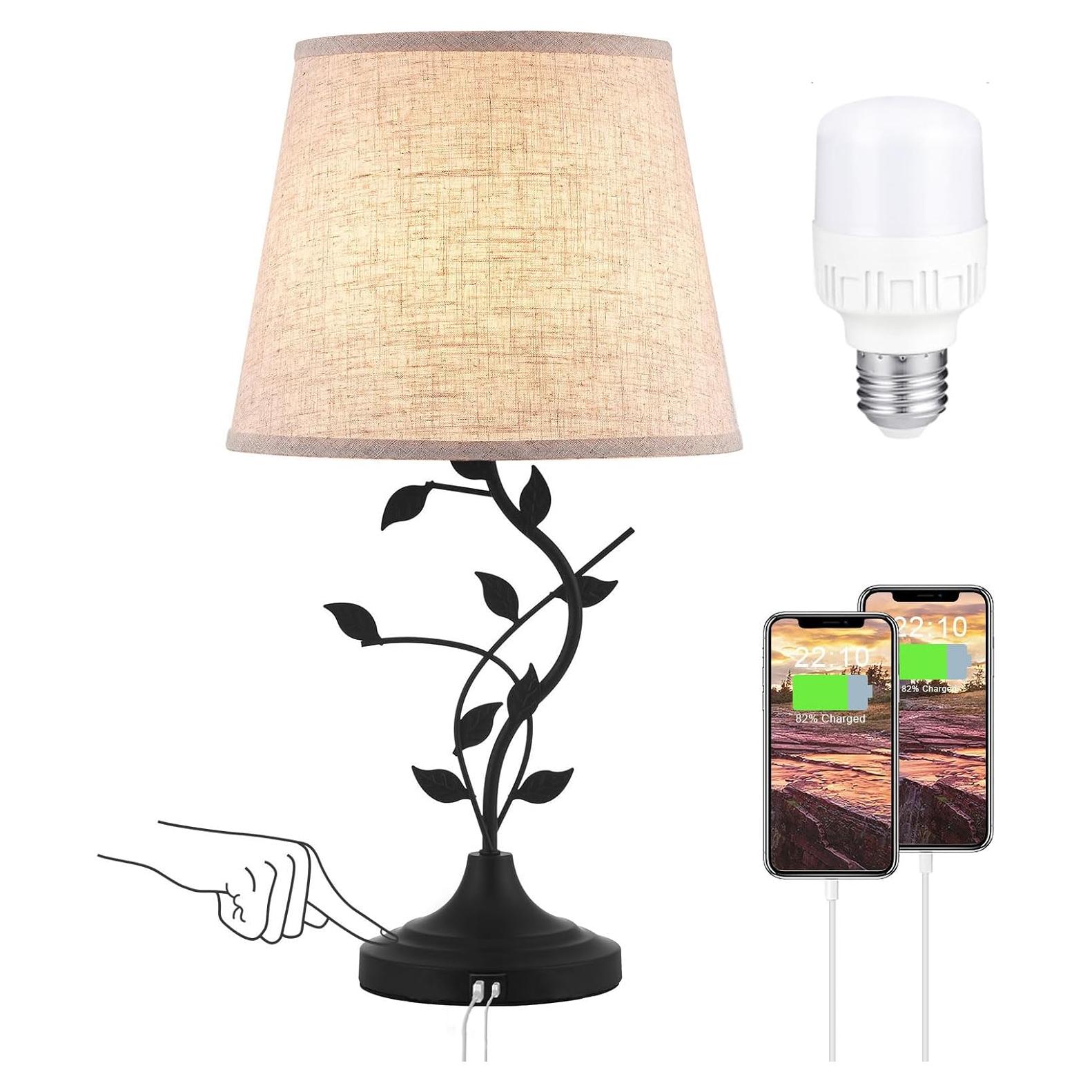 Lámpara de Mesa Táctil USB Kakanuo Beige Regulable 3 Niveles