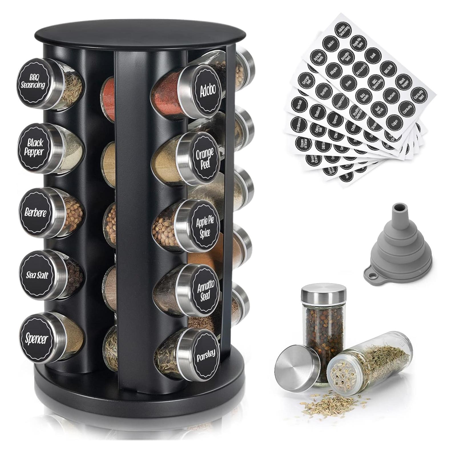 Soporte Giratorio para Especias Tianifa 20 Tarros Negro