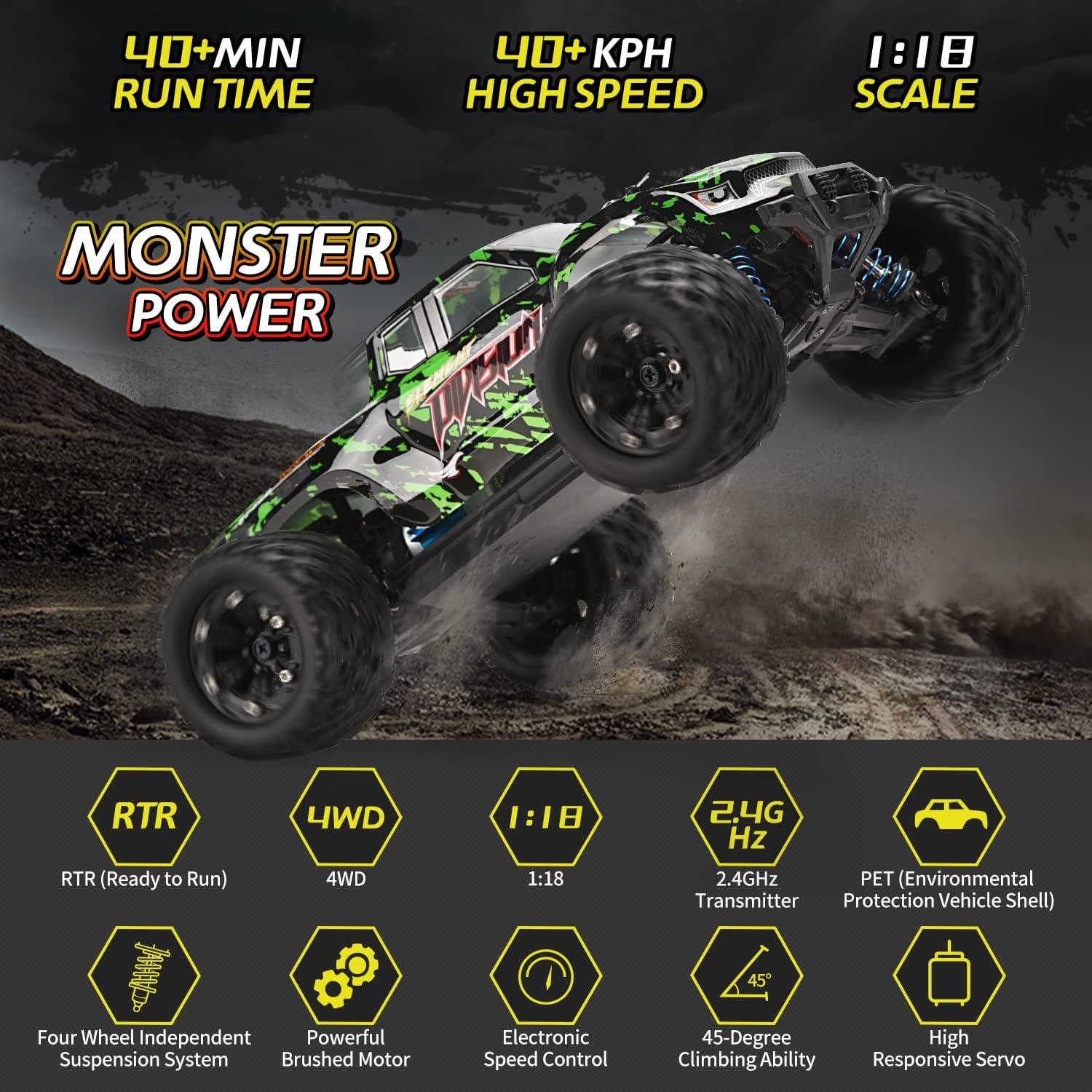 Coche RC Todo Terreno TENSSENX 1:18 40KM/H 4WD Verde