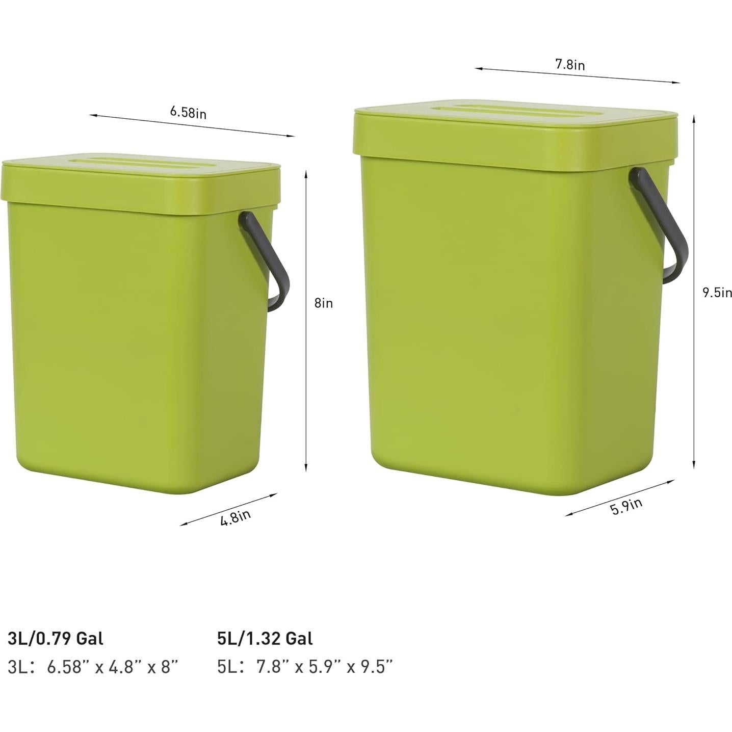 Basurero Colgante EKO 3L Verde con Tapa para Cocina