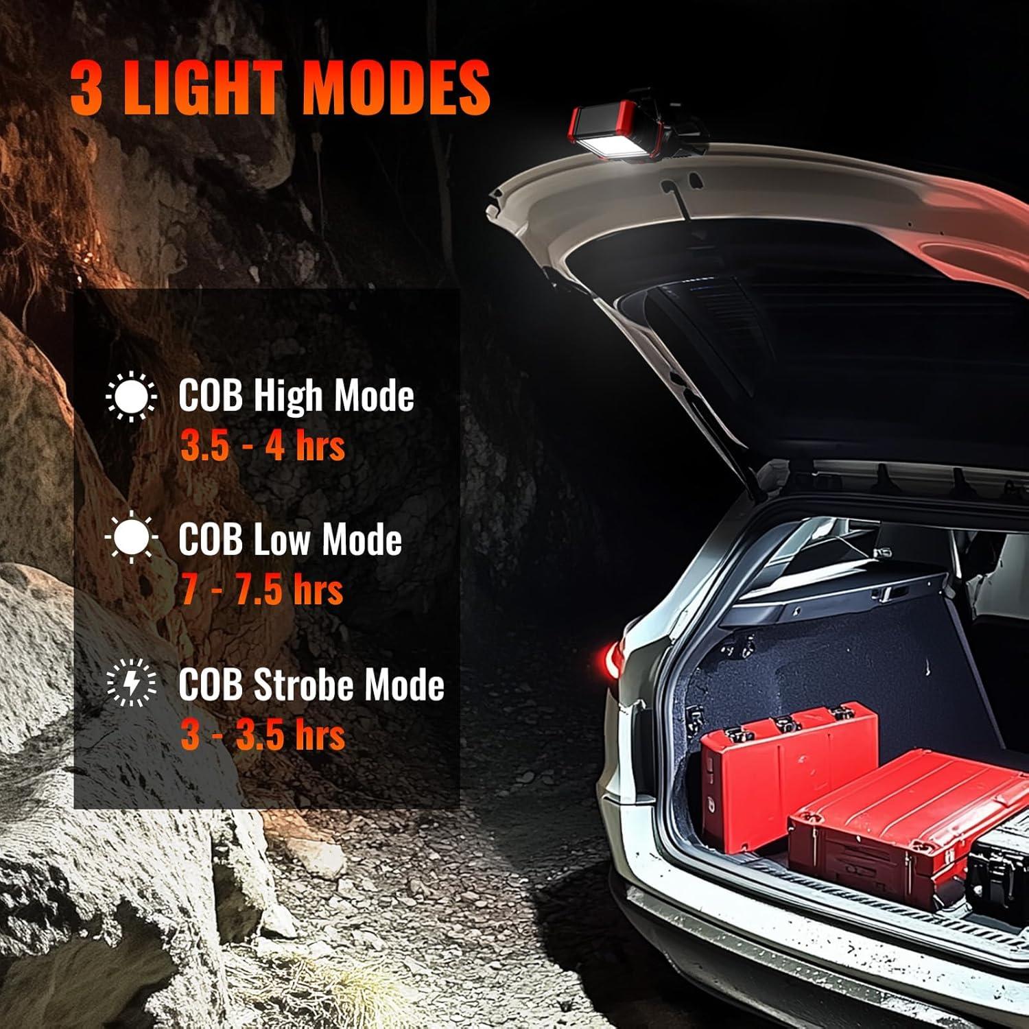 LED Rechargeable Work Light with Clamp, 2100LM COB Magnetic Clip on Worklight 270° Rotating with Mobile Charger, Portable Clamp Work Light for Boats, Car Repairing, Job Site Lighting